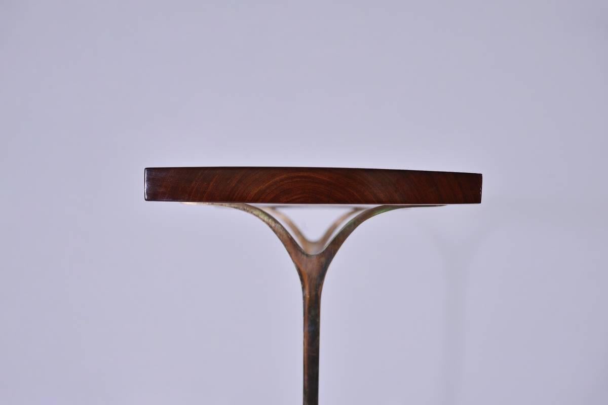 French-Polish Console in Antique Hardwood, Bronze Base by P. Tendercool in Stock For Sale 1