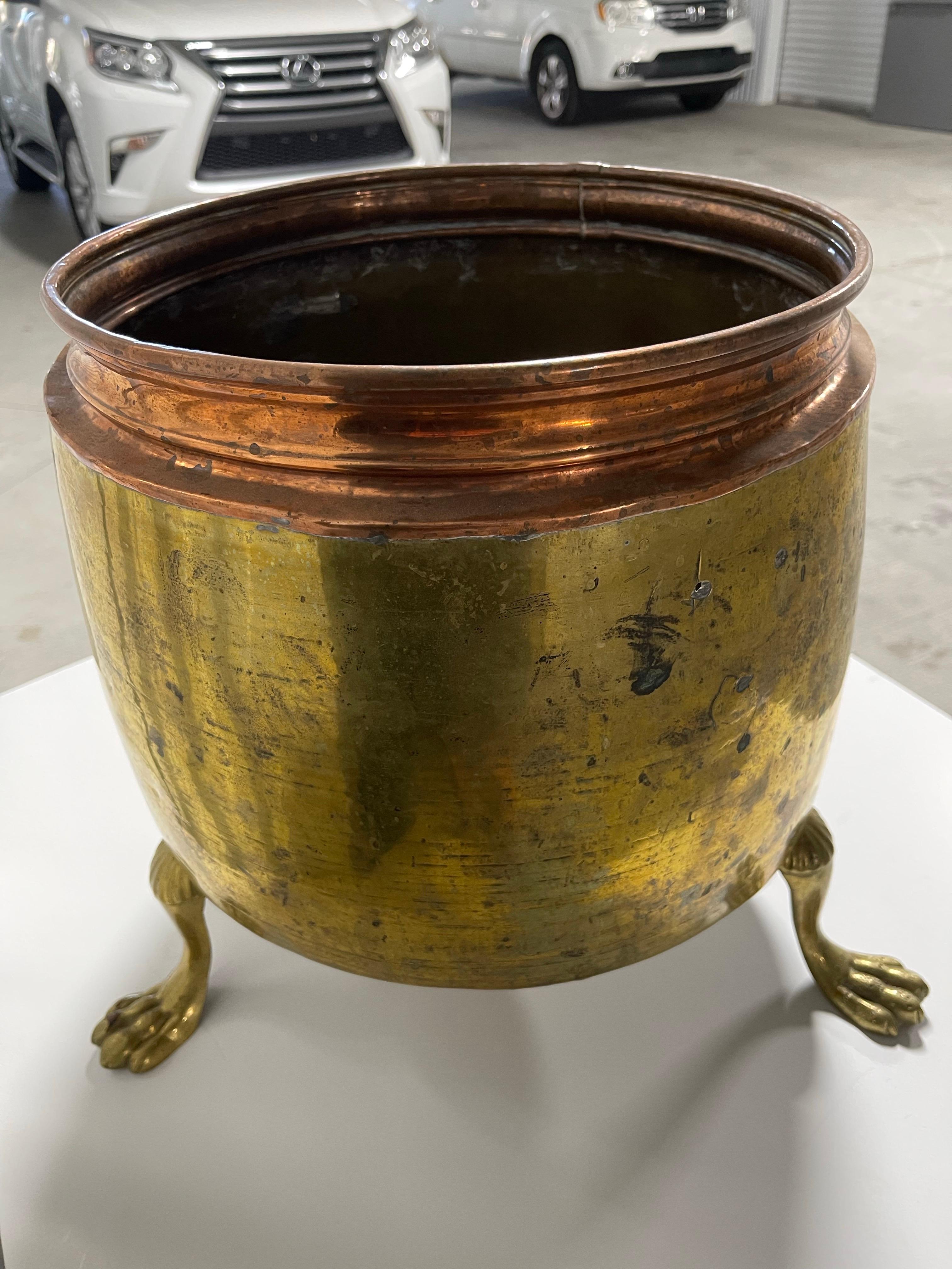 French Polished Brass and Copper Jardiniere or Planter, 19th Century For Sale 2