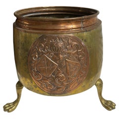 Antique French Polished Brass and Copper Jardiniere or Planter, 19th Century