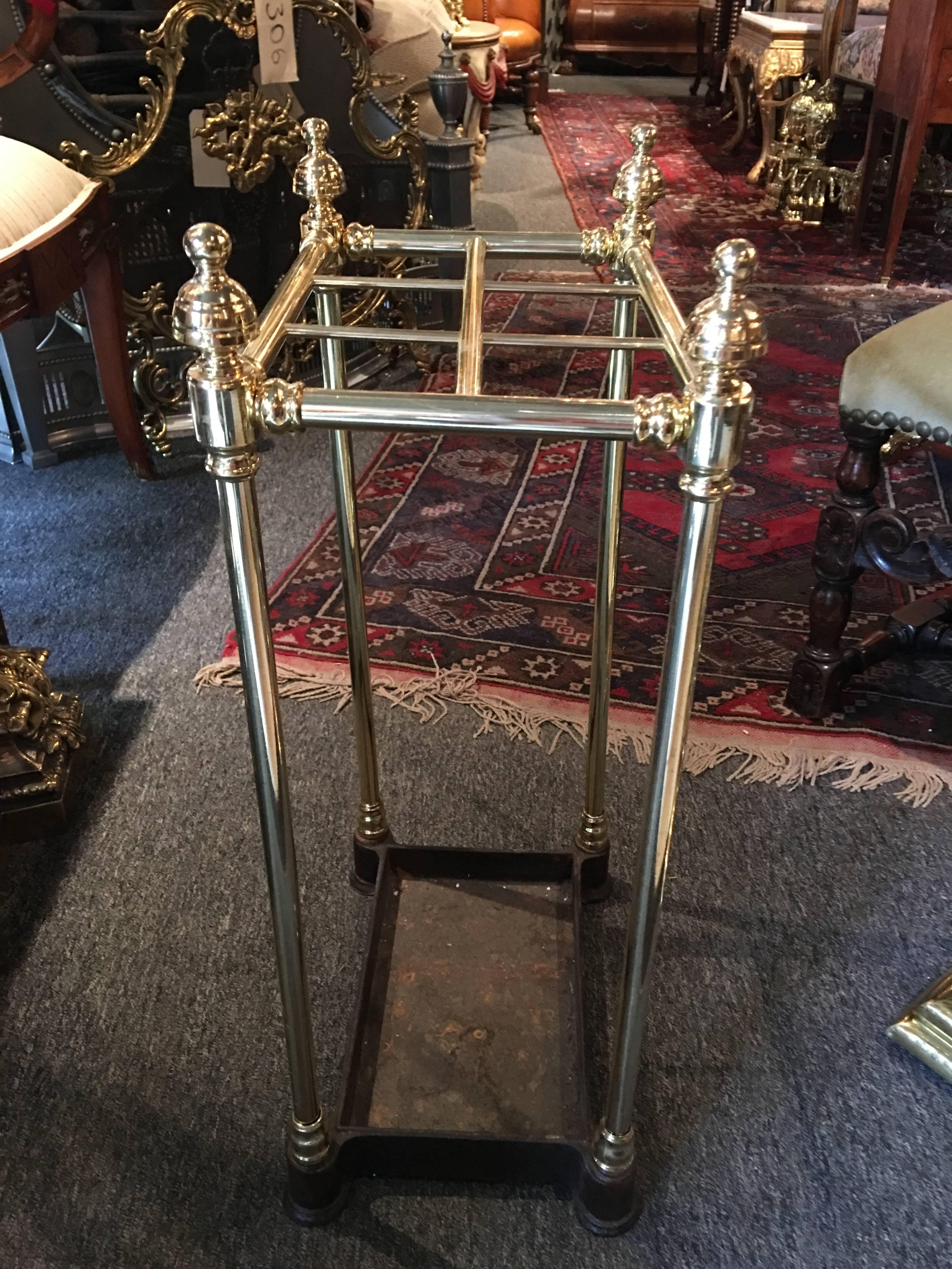 French Polished Brass and Iron Umbrella Stand, 19th Century 3