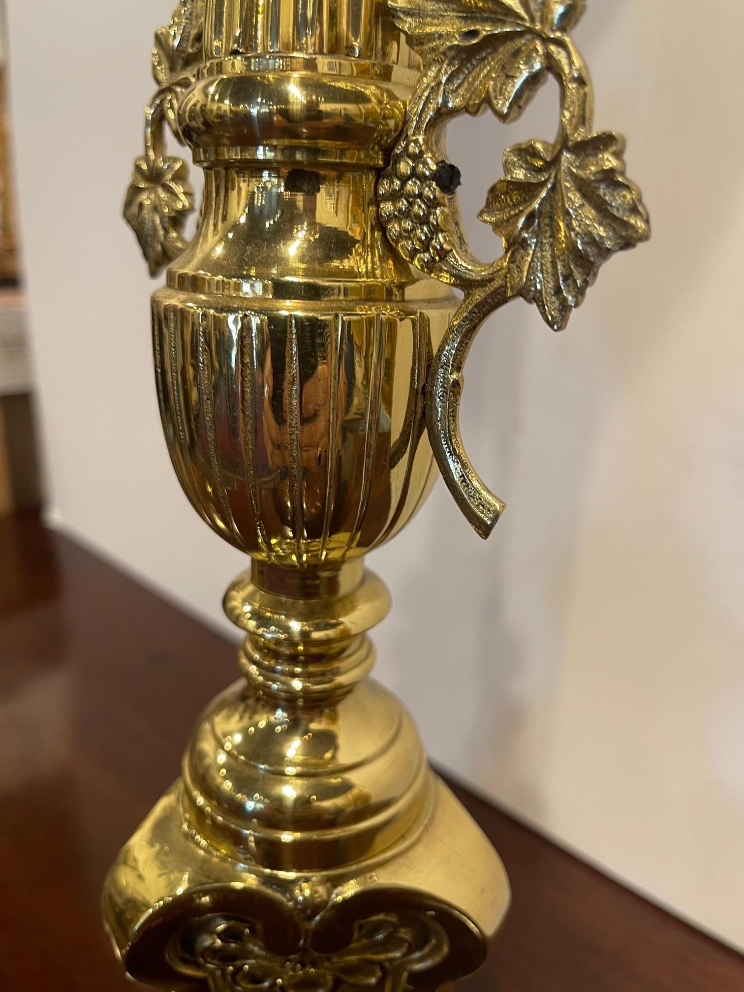 French Polished Brass Decorative Pricket or Candlestick, 19th Century In Good Condition For Sale In Savannah, GA
