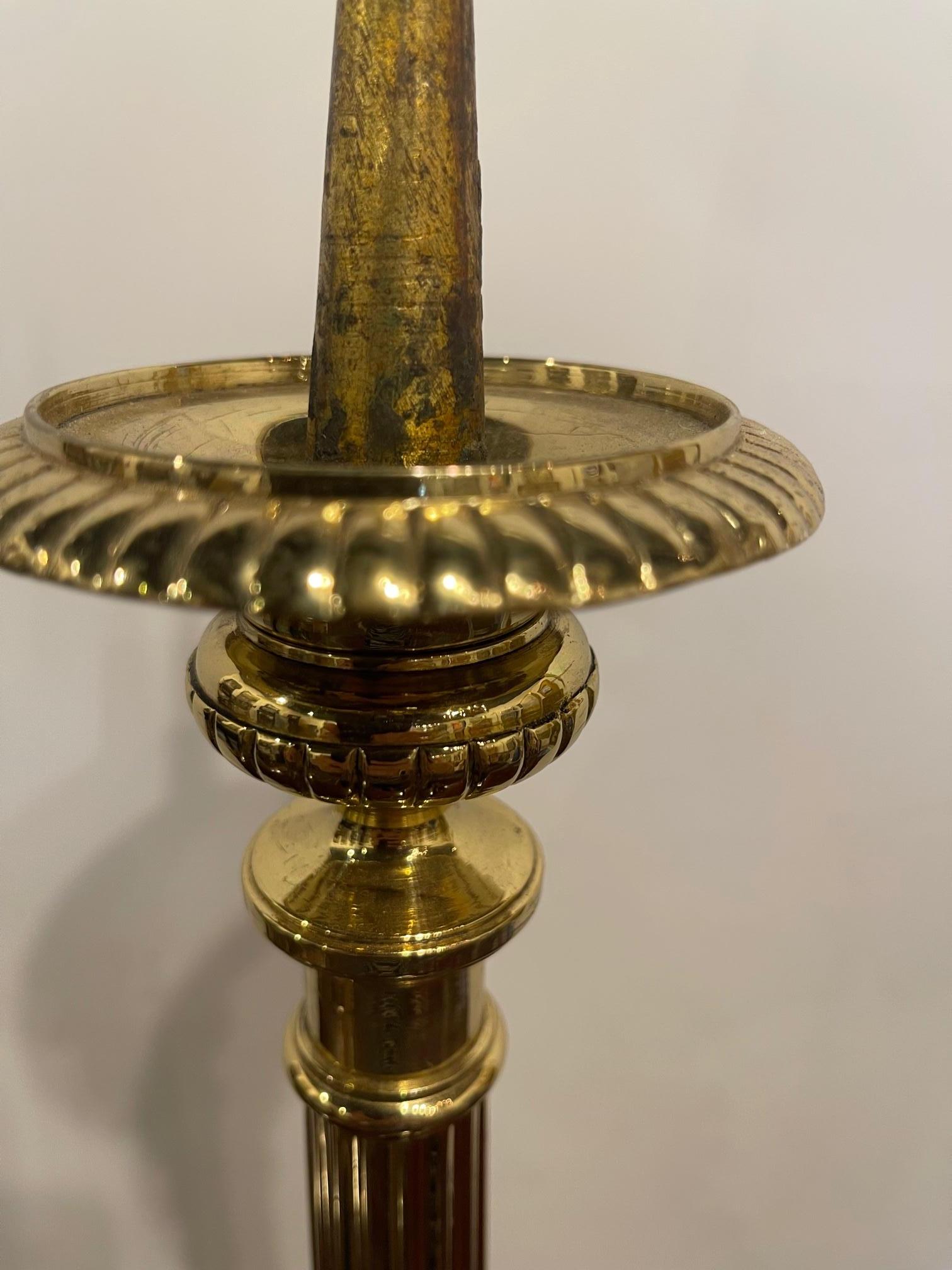 French Polished Brass Decorative Pricket or Candlestick, 19th Century For Sale 3