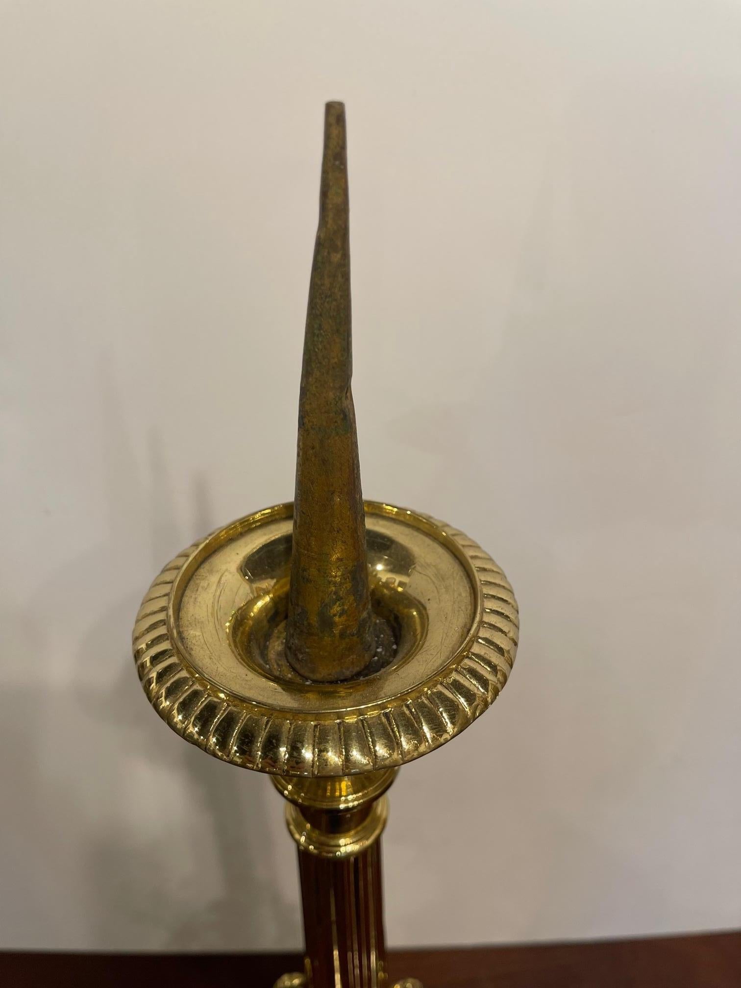 French Polished Brass Decorative Pricket or Candlestick, 19th Century For Sale 4
