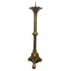 French Polished Brass Decorative Pricket or Candlestick, 19th Century