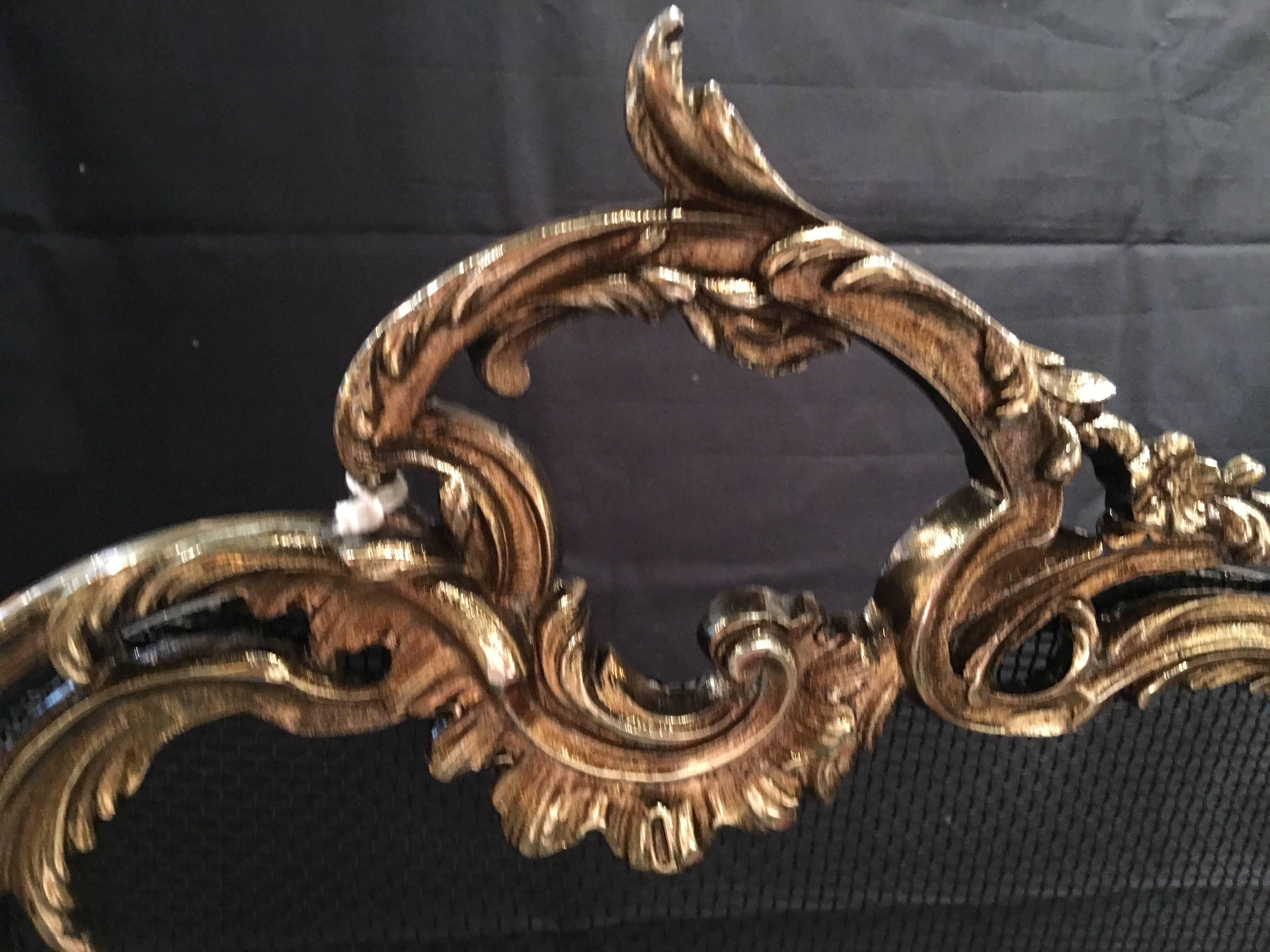 French Polished Brass Fireplace Screen with Decorative Cherubs, 19th Century 1