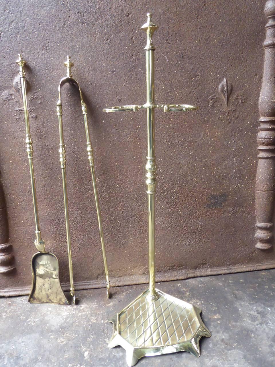 French Polished Brass Fireplace Tools or Fire Tools 5