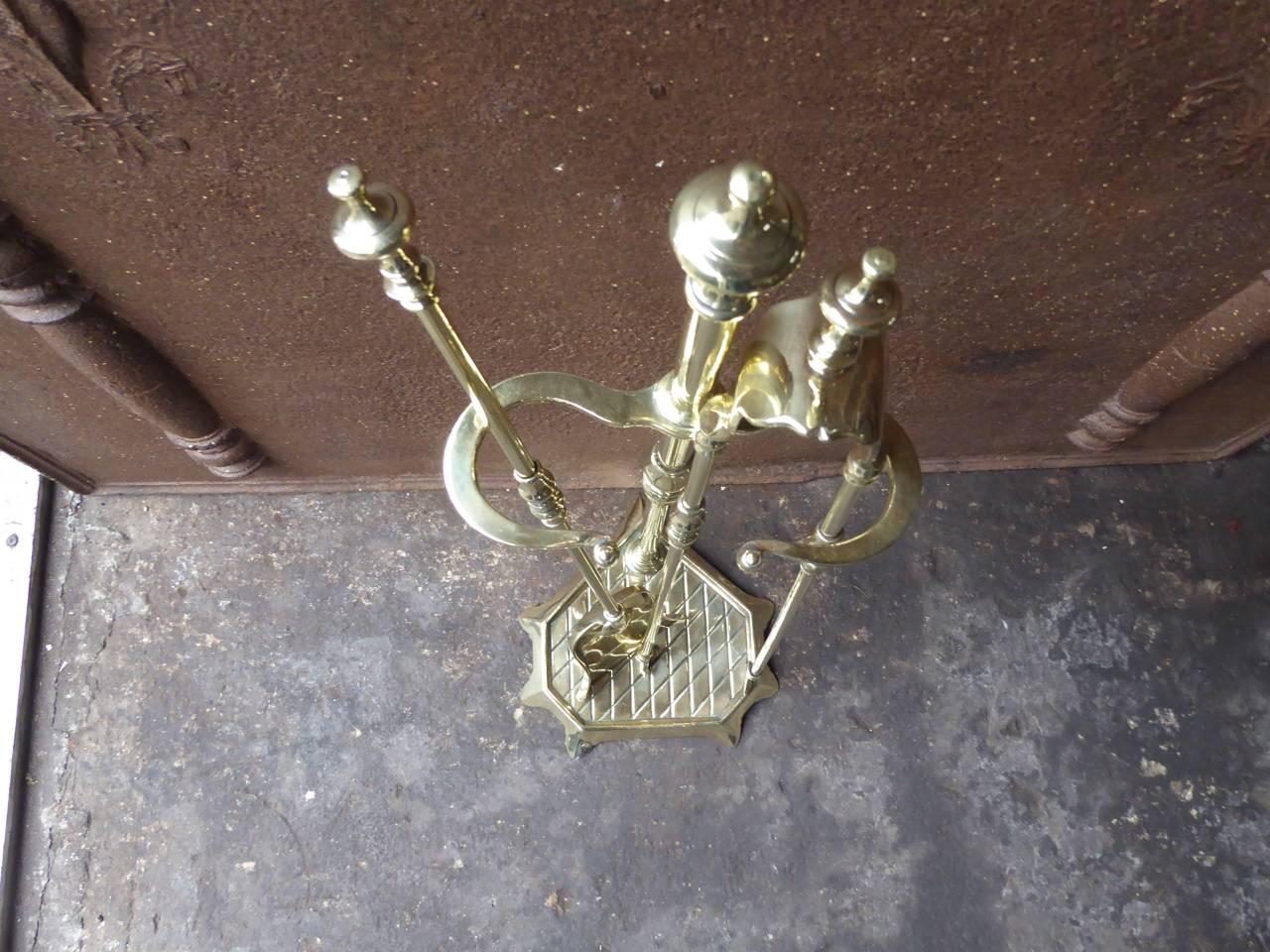 French Polished Brass Fireplace Tools or Fire Tools 6