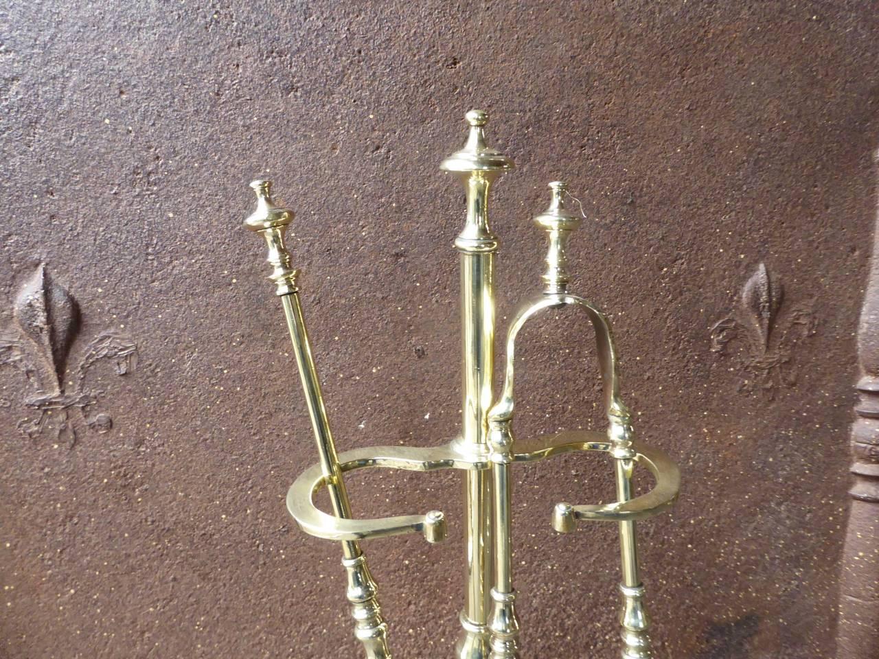 French Polished Brass Fireplace Tools or Fire Tools In Good Condition In Amerongen, NL