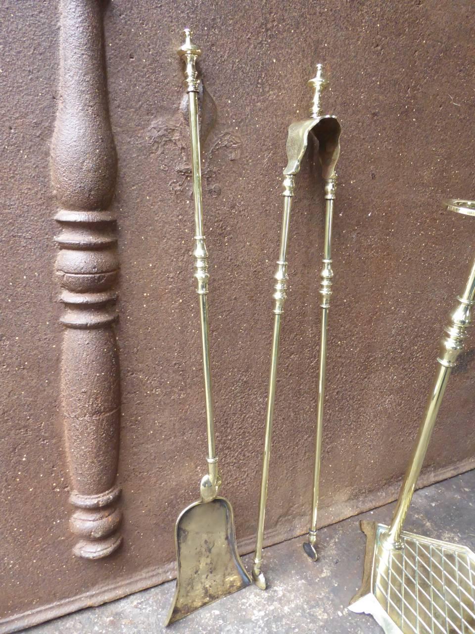 French Polished Brass Fireplace Tools or Fire Tools 2