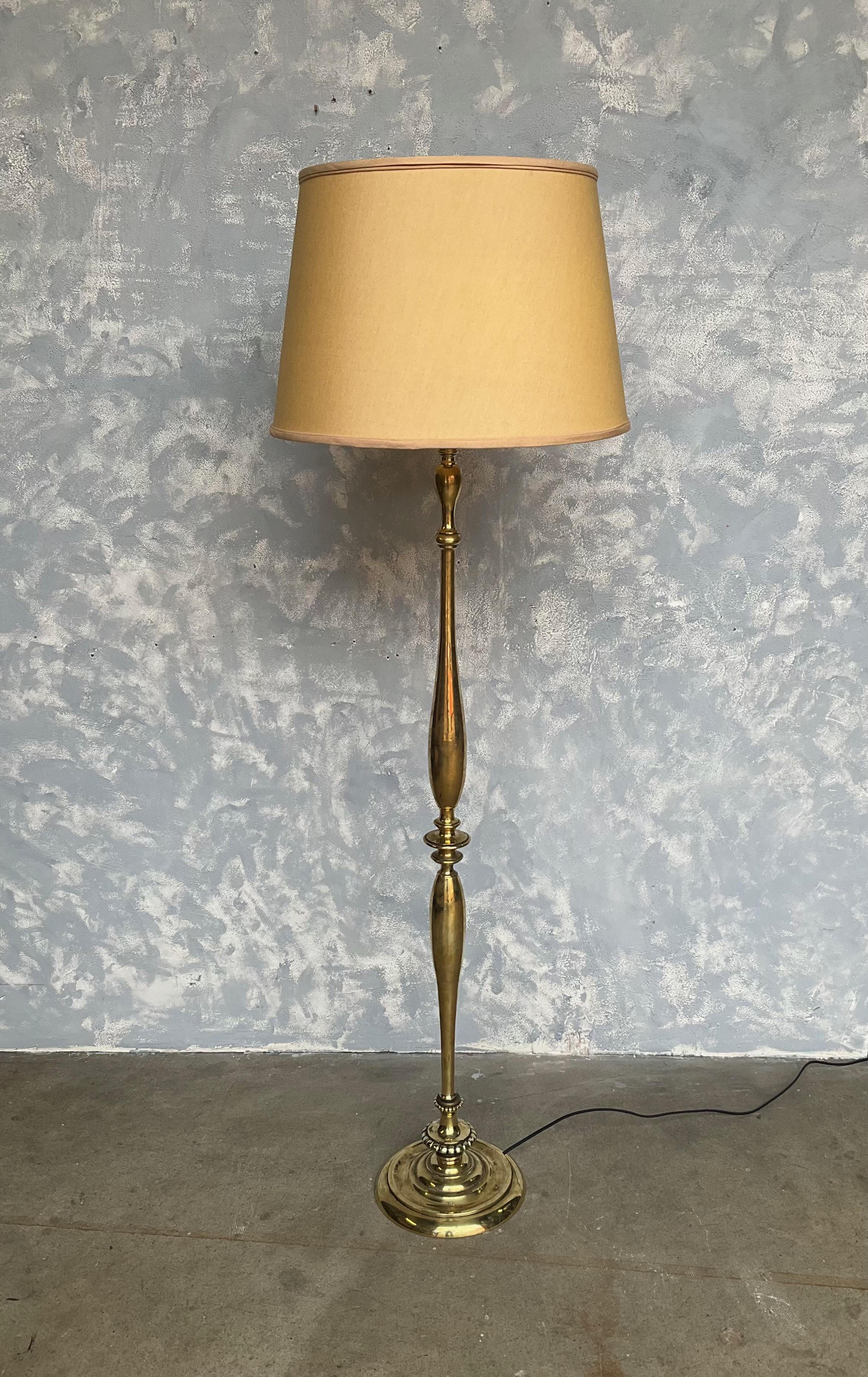 French Polished Brass Floor Lamp For Sale 5
