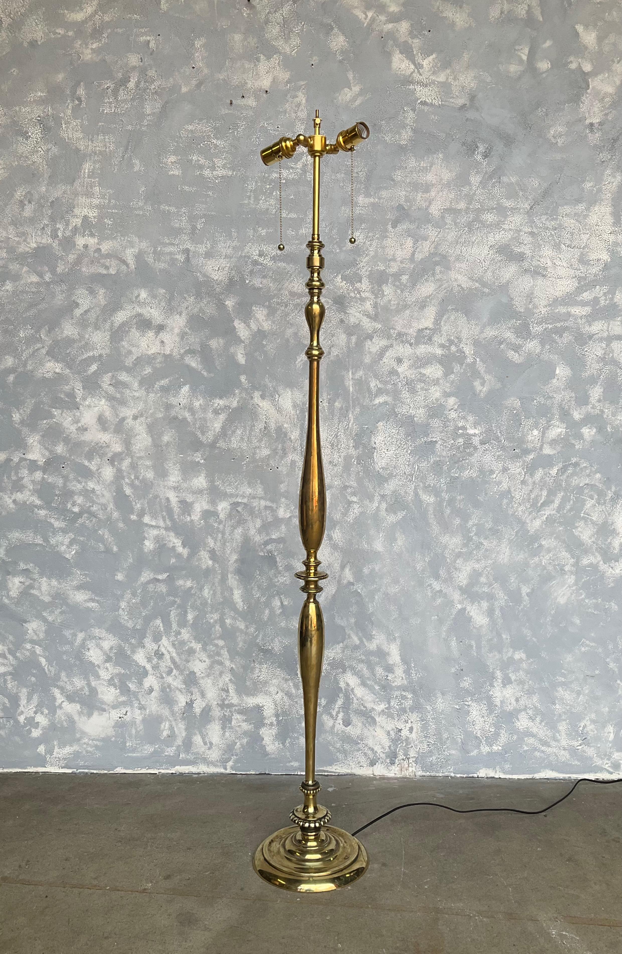 French Polished Brass Floor Lamp For Sale 6