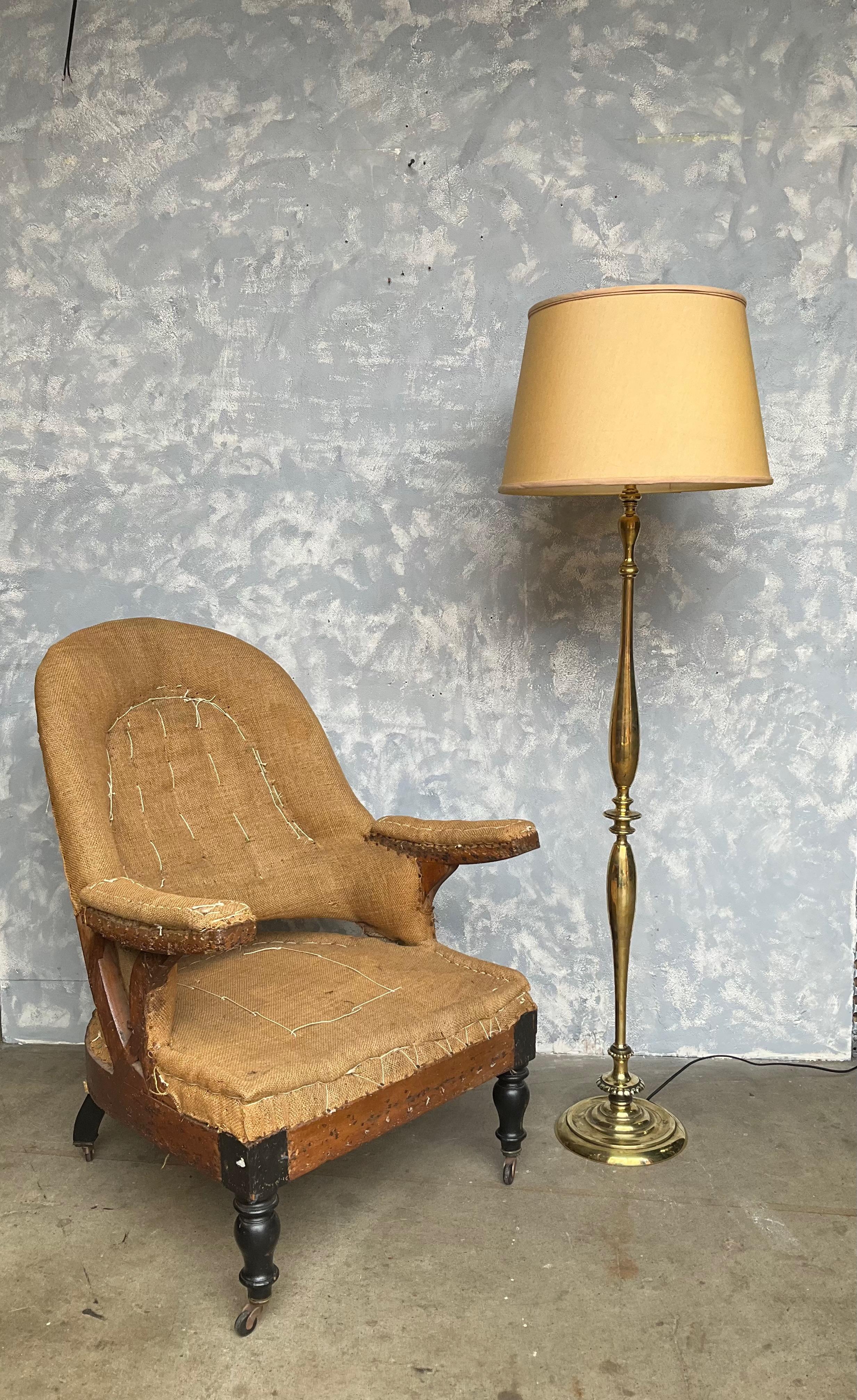 French Polished Brass Floor Lamp For Sale 10