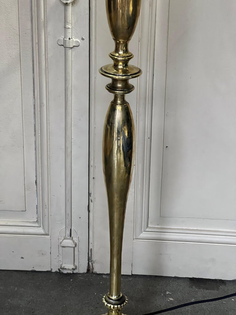 French Polished Brass Floor Lamp For Sale at 1stDibs