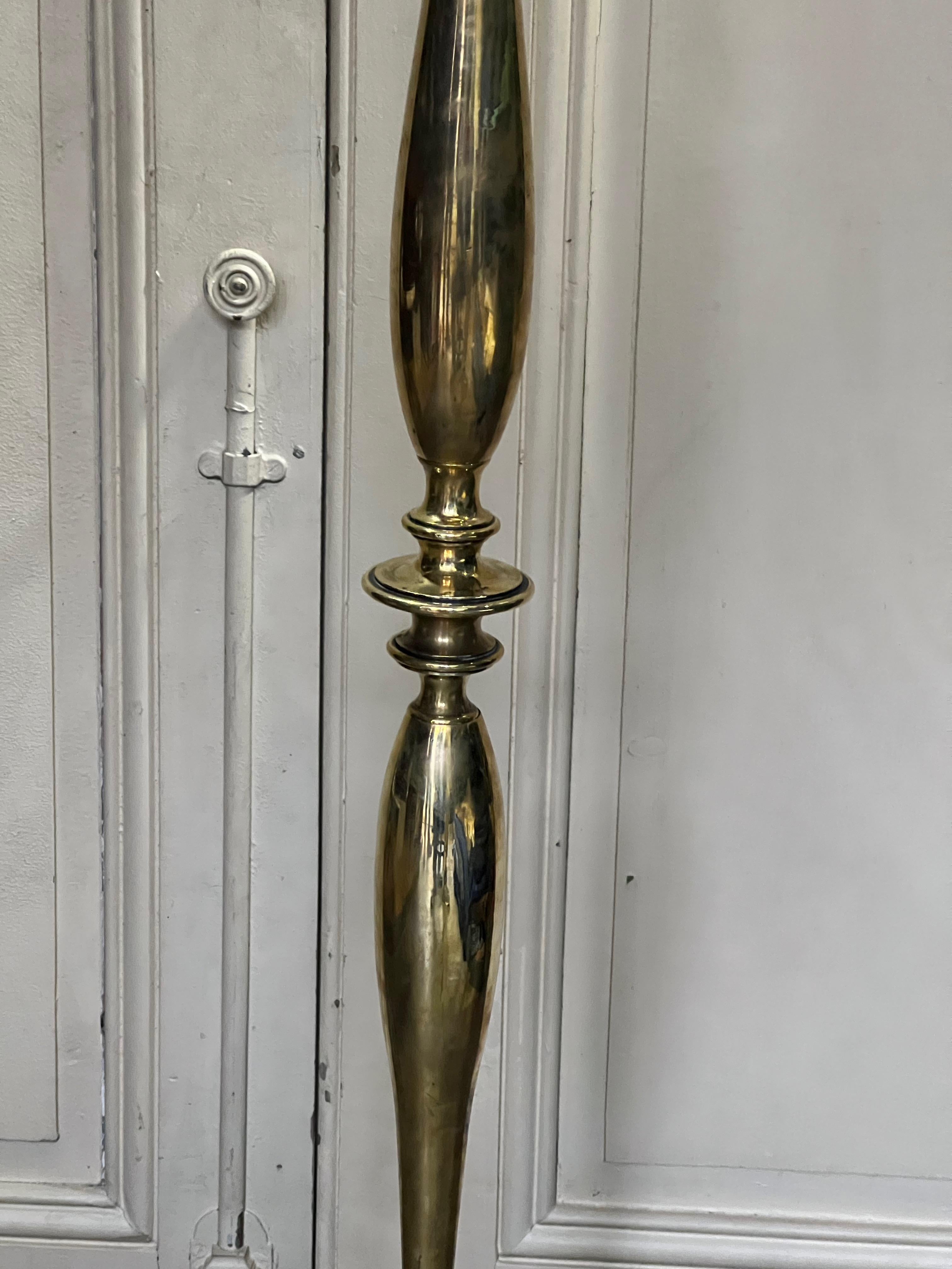 French Polished Brass Floor Lamp For Sale 1