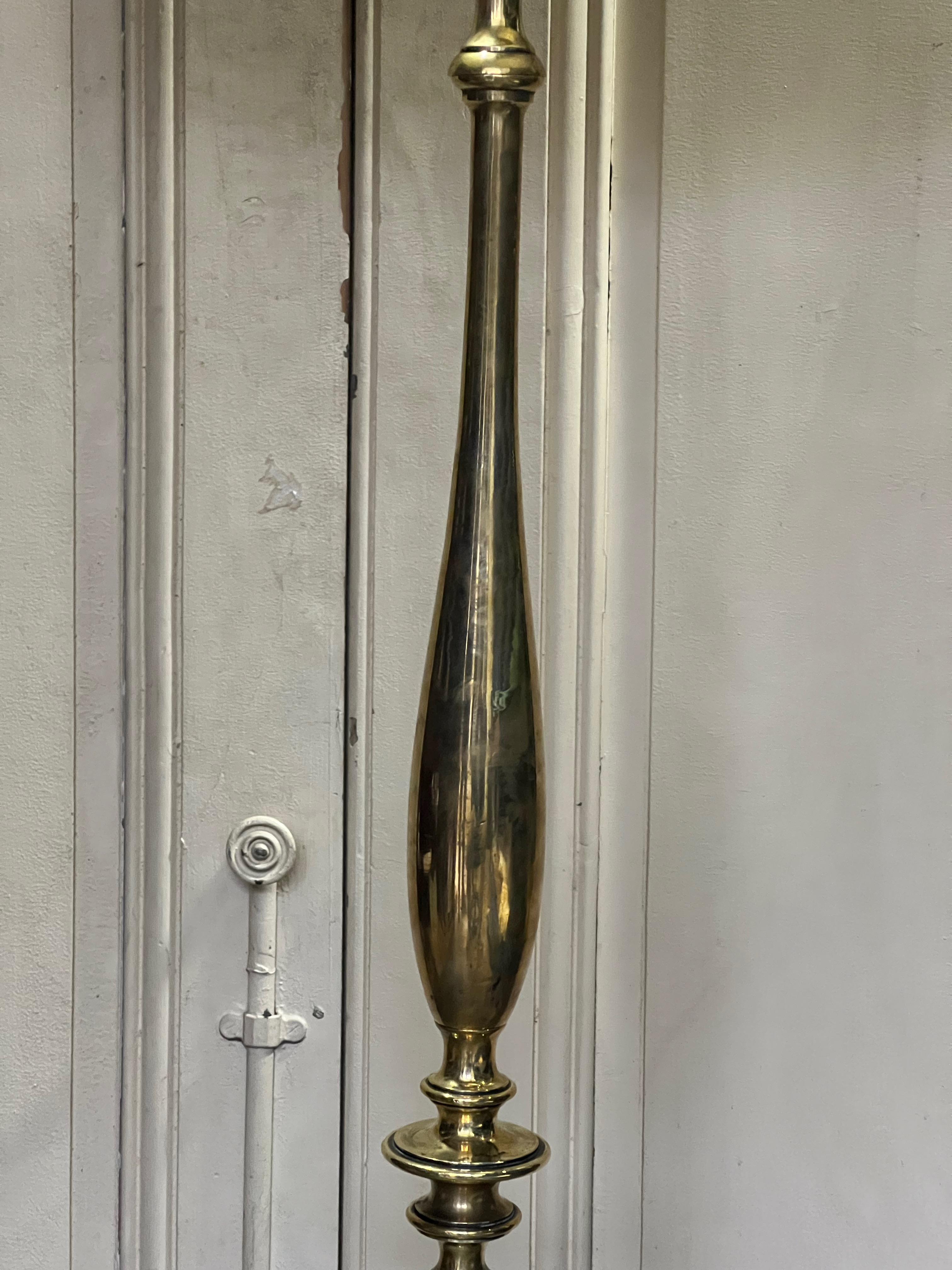 French Polished Brass Floor Lamp For Sale 2