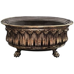 French Polished Brass Jardinière or Container with Claw Feet, 19th Century