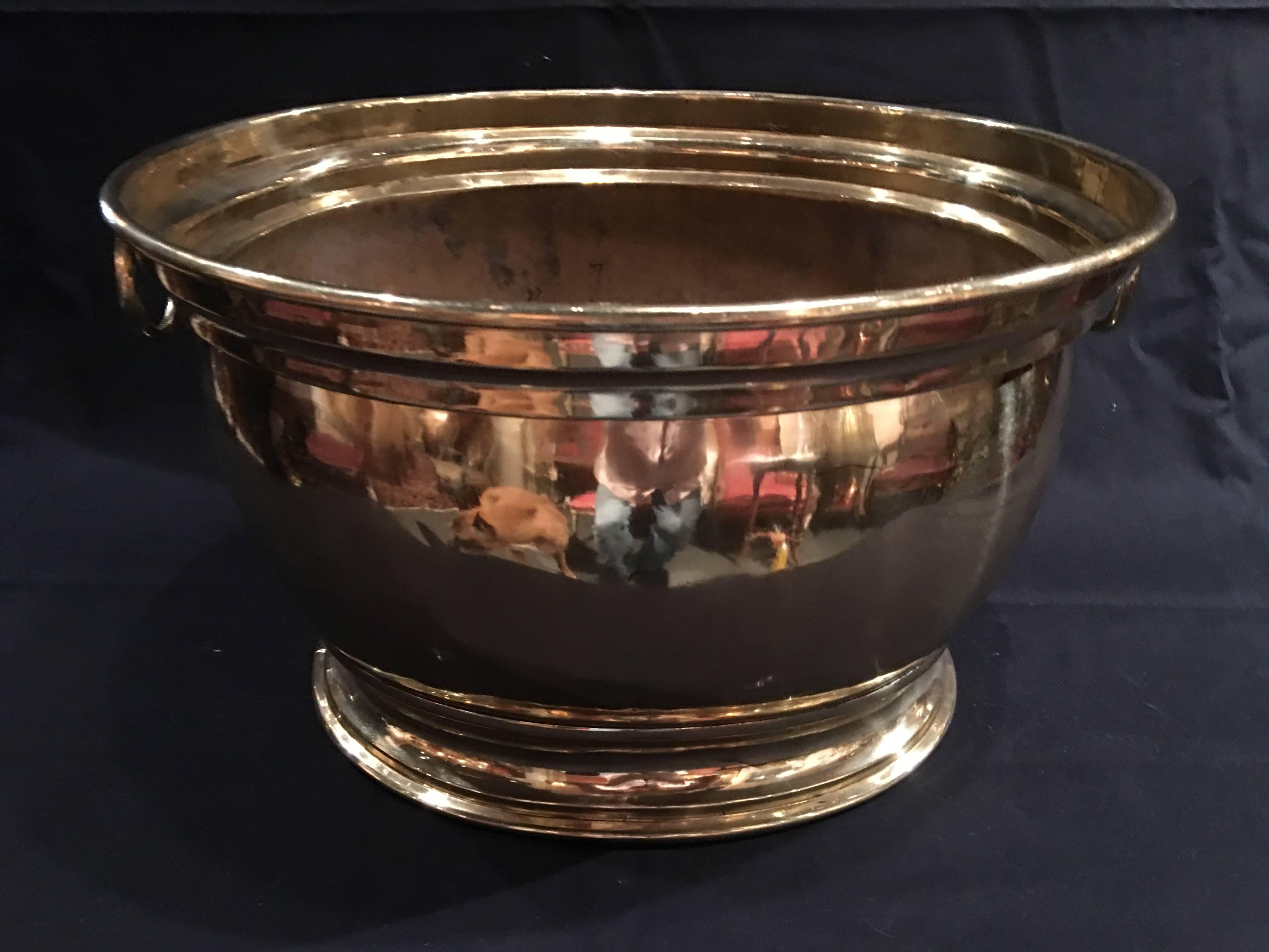 French Polished Brass Jardiniere or Planter with Handles, 19th Century 2