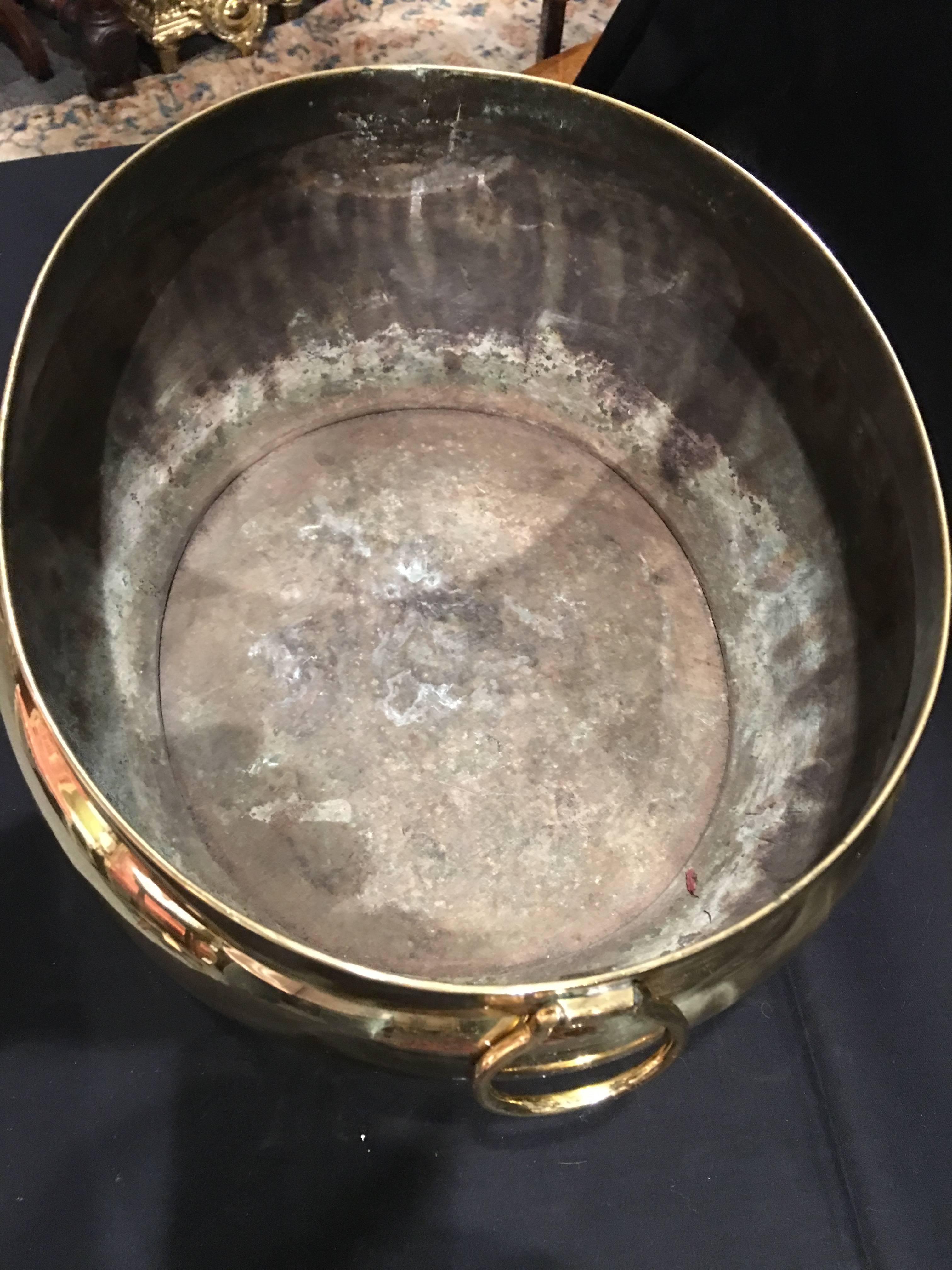 French Polished Brass Jardinière or Planter, 19th Century In Good Condition In Savannah, GA