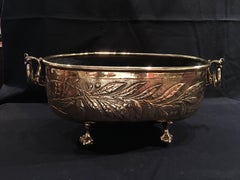 French Polished Brass Oval Jardinière or Planter, 19th Century