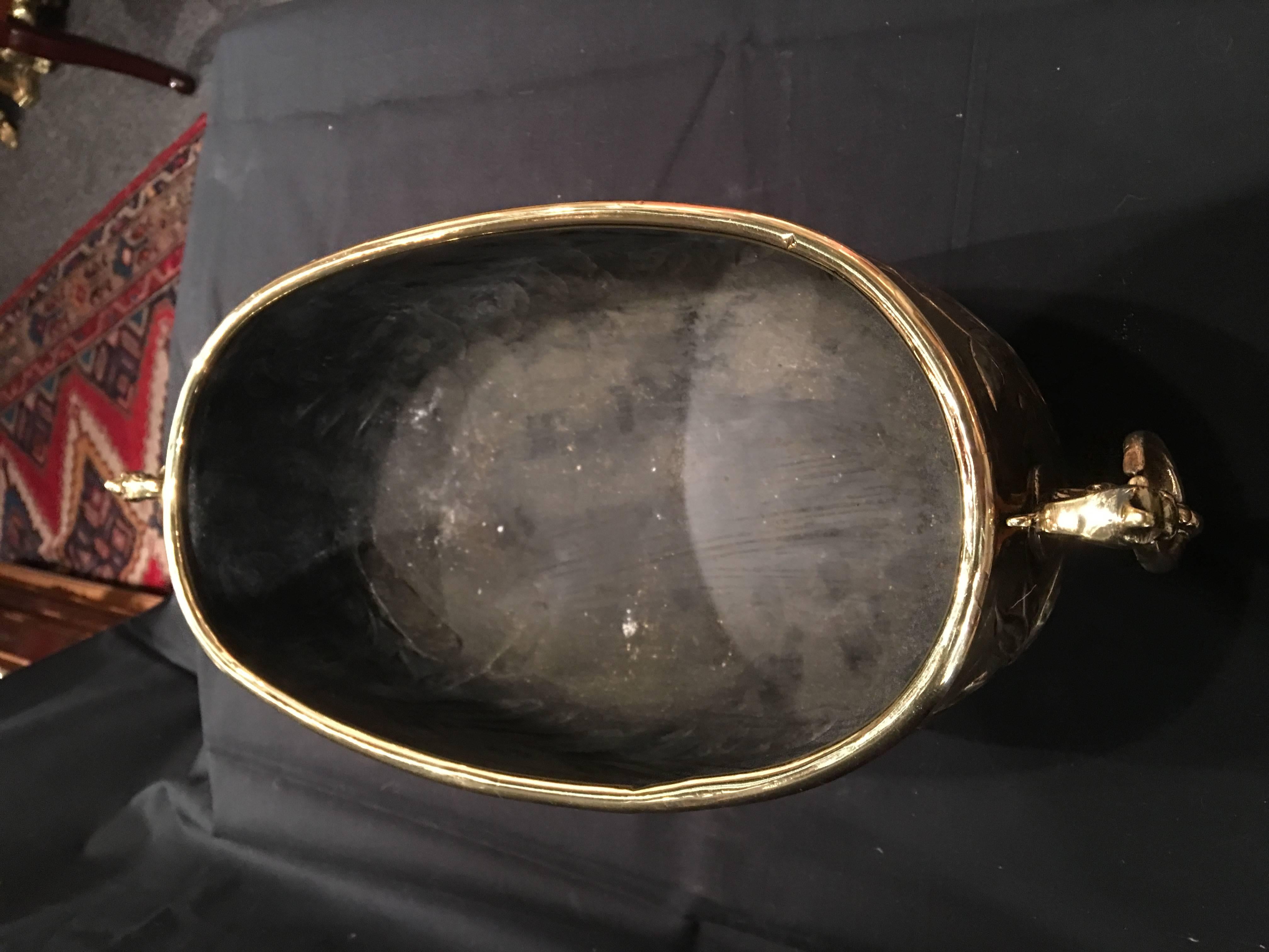 French Polished Brass Oval Jardinière or Planter, 19th Century For Sale 3