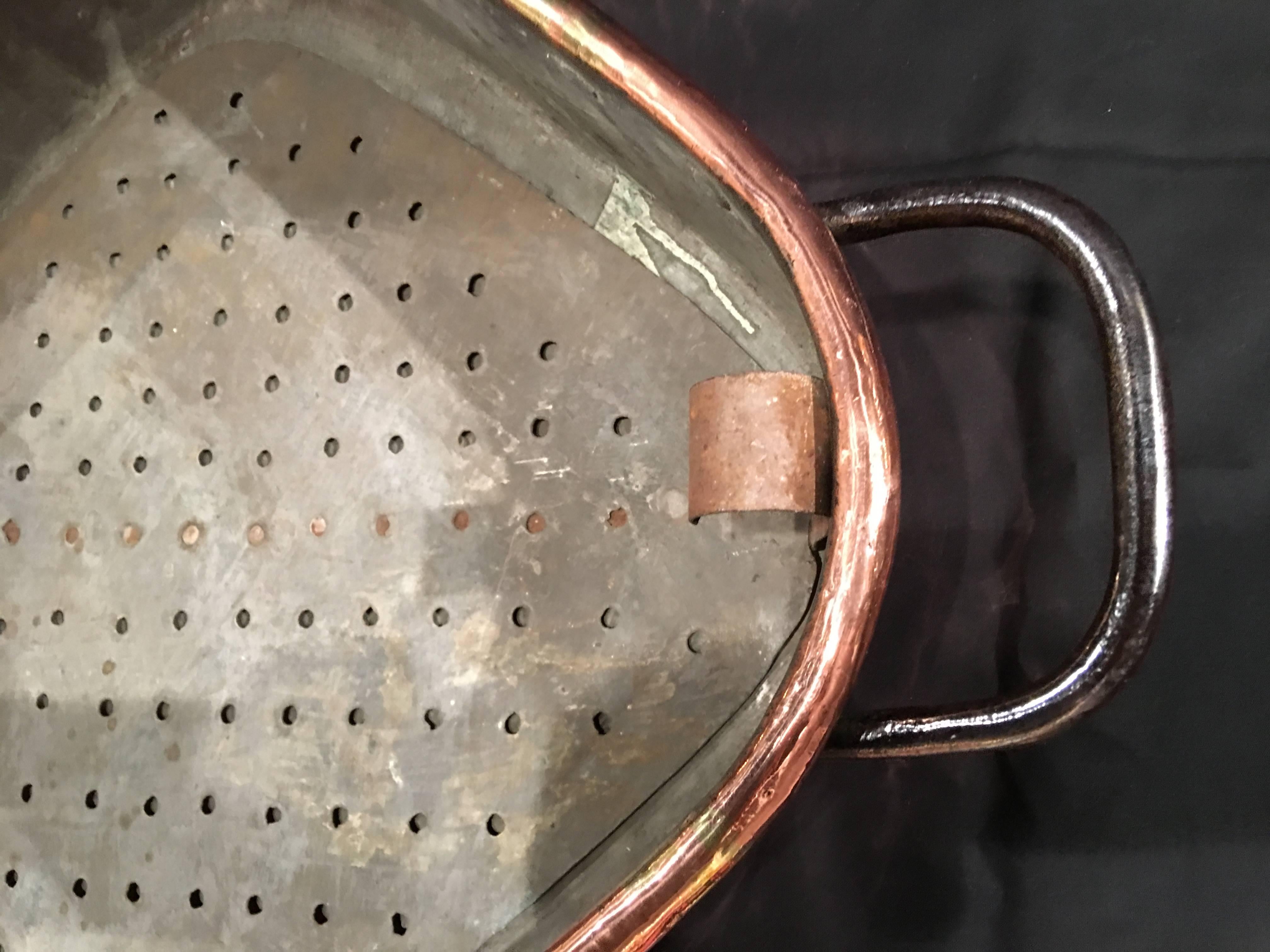 French Polished Copper Fish Kettle or Planter with Iron Handles, 19th Century In Good Condition For Sale In Savannah, GA