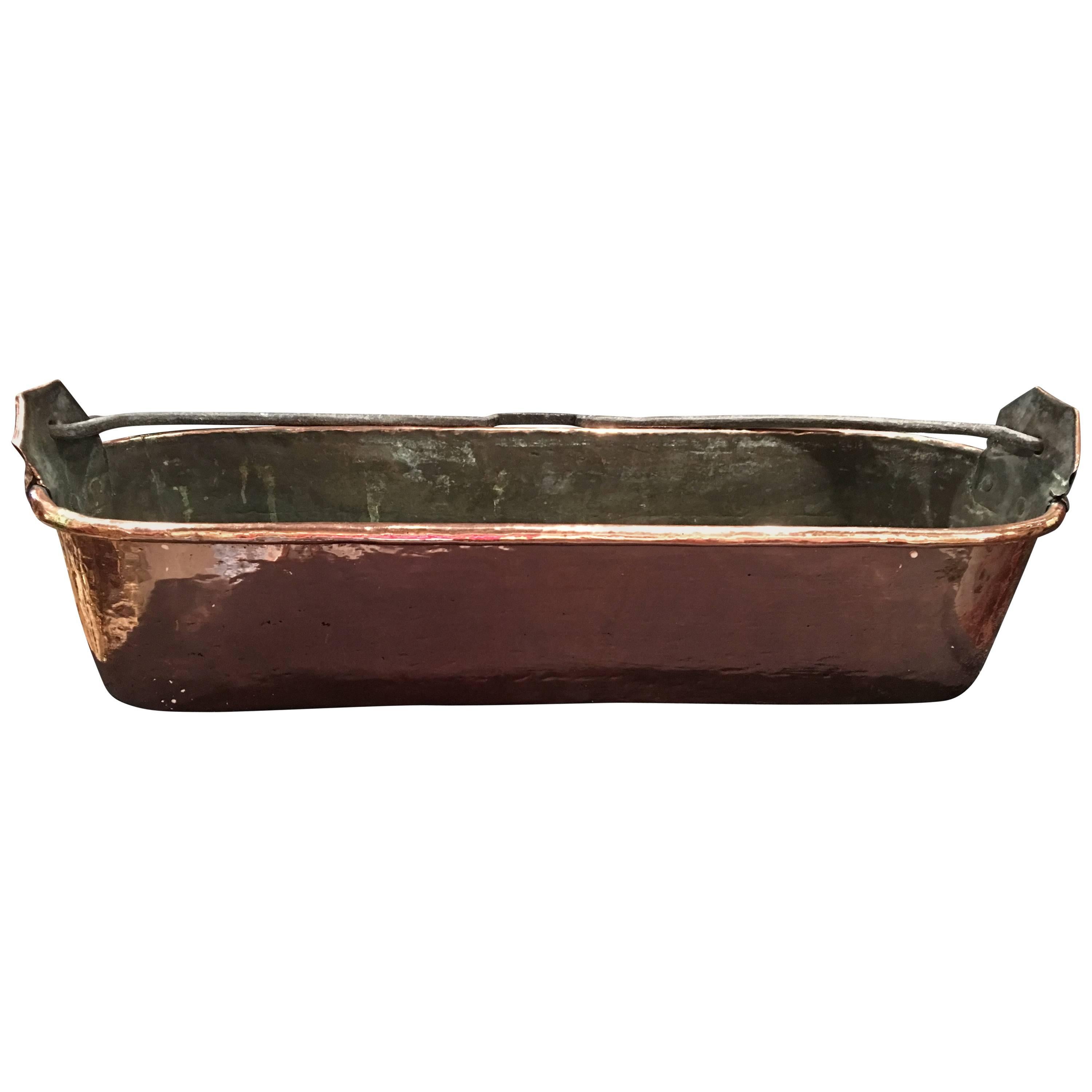 Hervidor, poissoniere o recipiente de pescado francés de cobre pulido, S. XIX