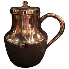 Jarra o Jarrita Francesa de Cobre Pulido con Asa, Siglo XIX