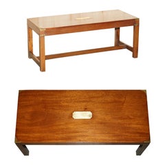 Mesa de centro de campaña militar Kennedy Harrods London de madera dura pulida francesa