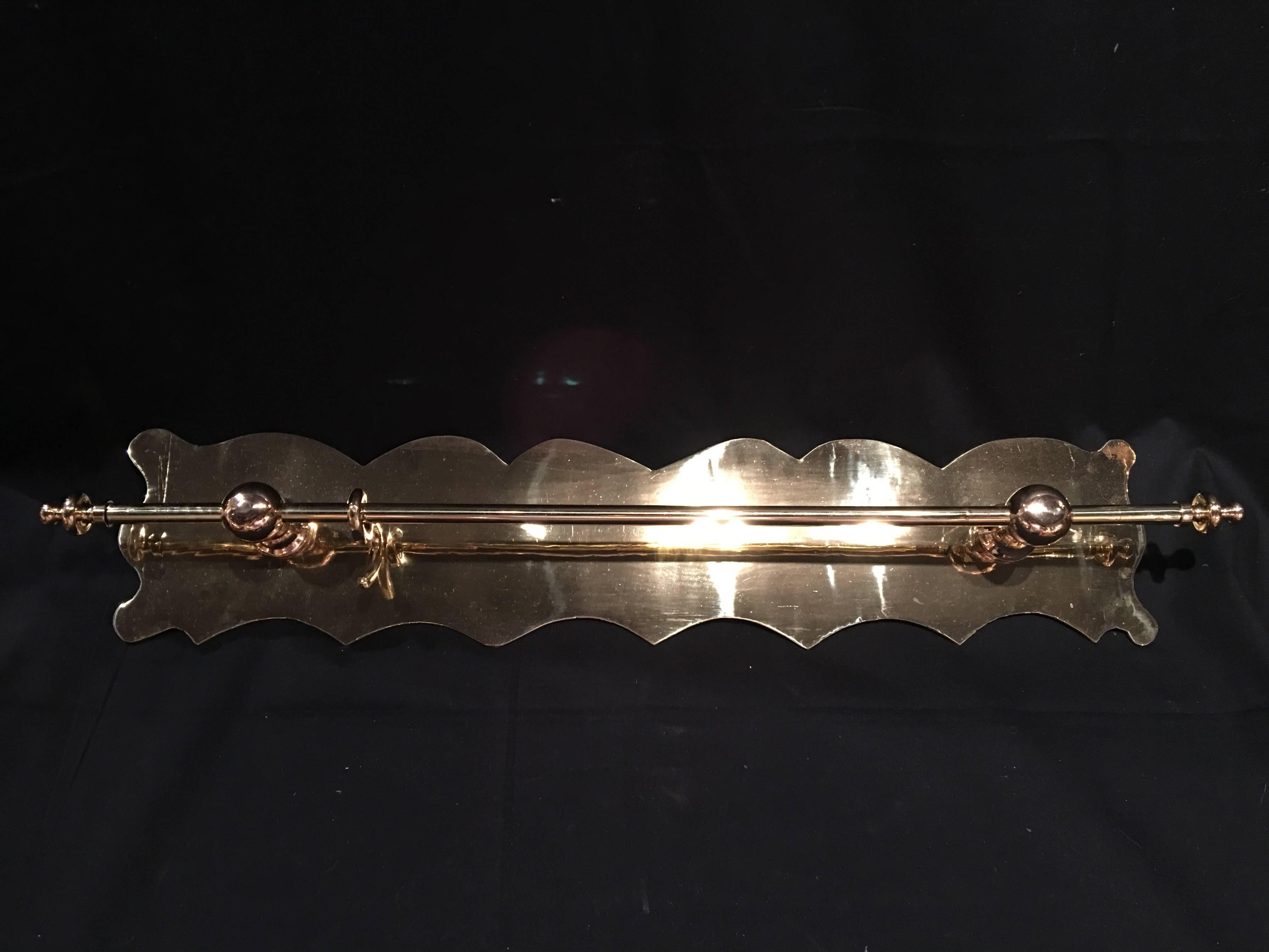 French Polished Kitchen or Towel Bar Wall Rail, 19th Century 2