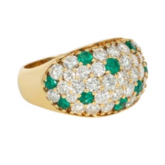 Anello francese con smeraldi e diamanti a pois