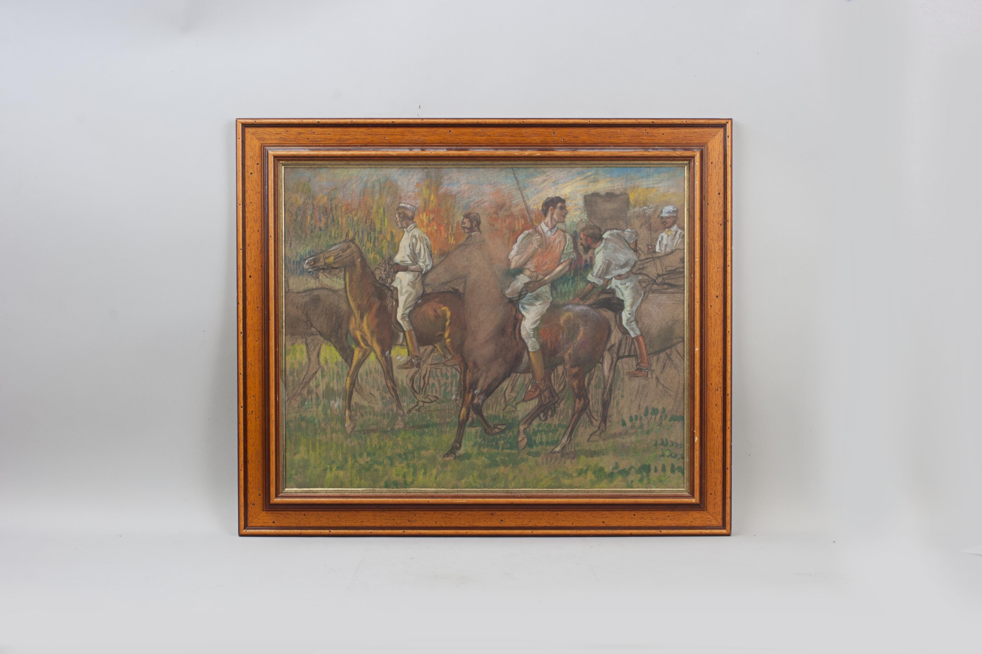 Peinture de polo française au pastel en vente 6