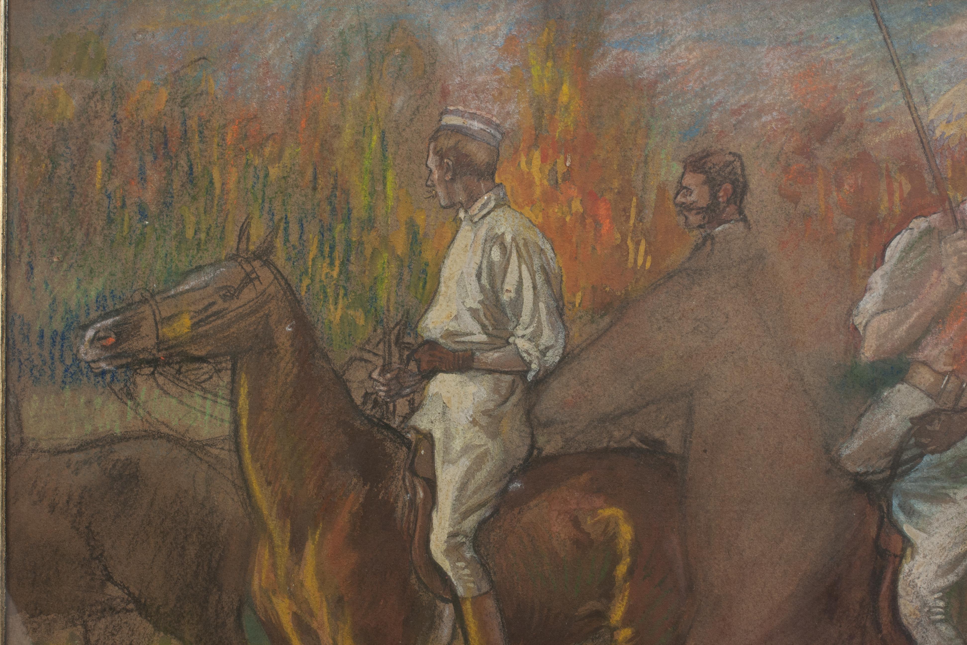 Peinture de polo française au pastel Bon état - En vente à Oxfordshire, GB