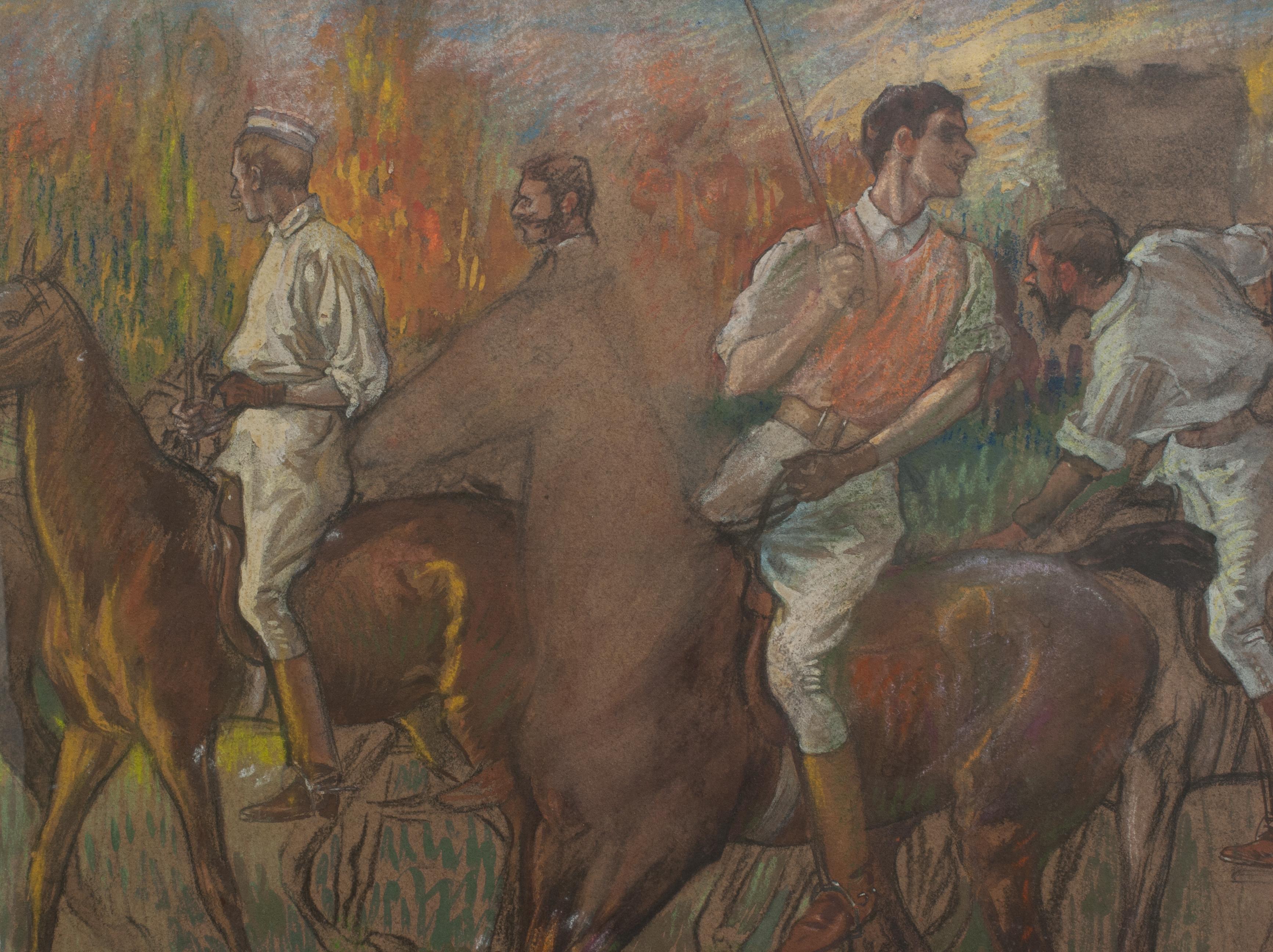 Peinture de polo française au pastel en vente 2