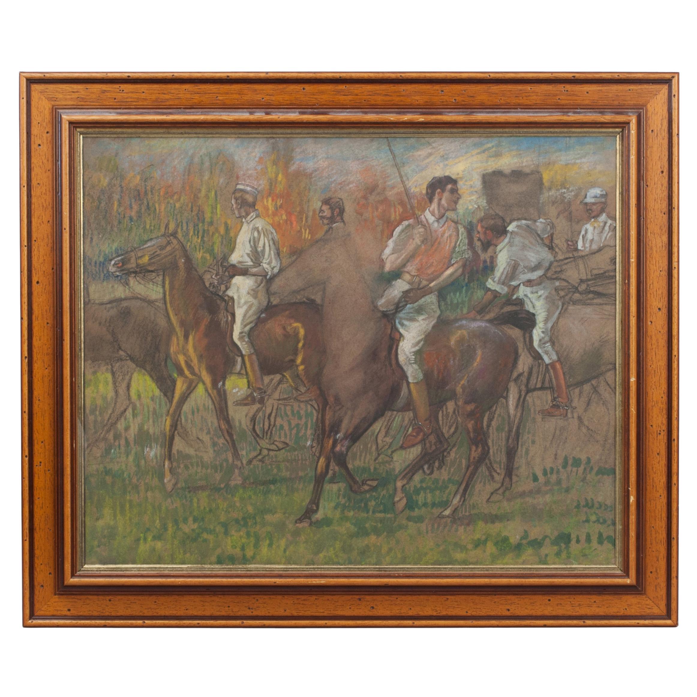 Peinture de polo française au pastel en vente