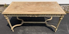 Console o scrivania intagliata policroma in stile francese con gambe scanalate