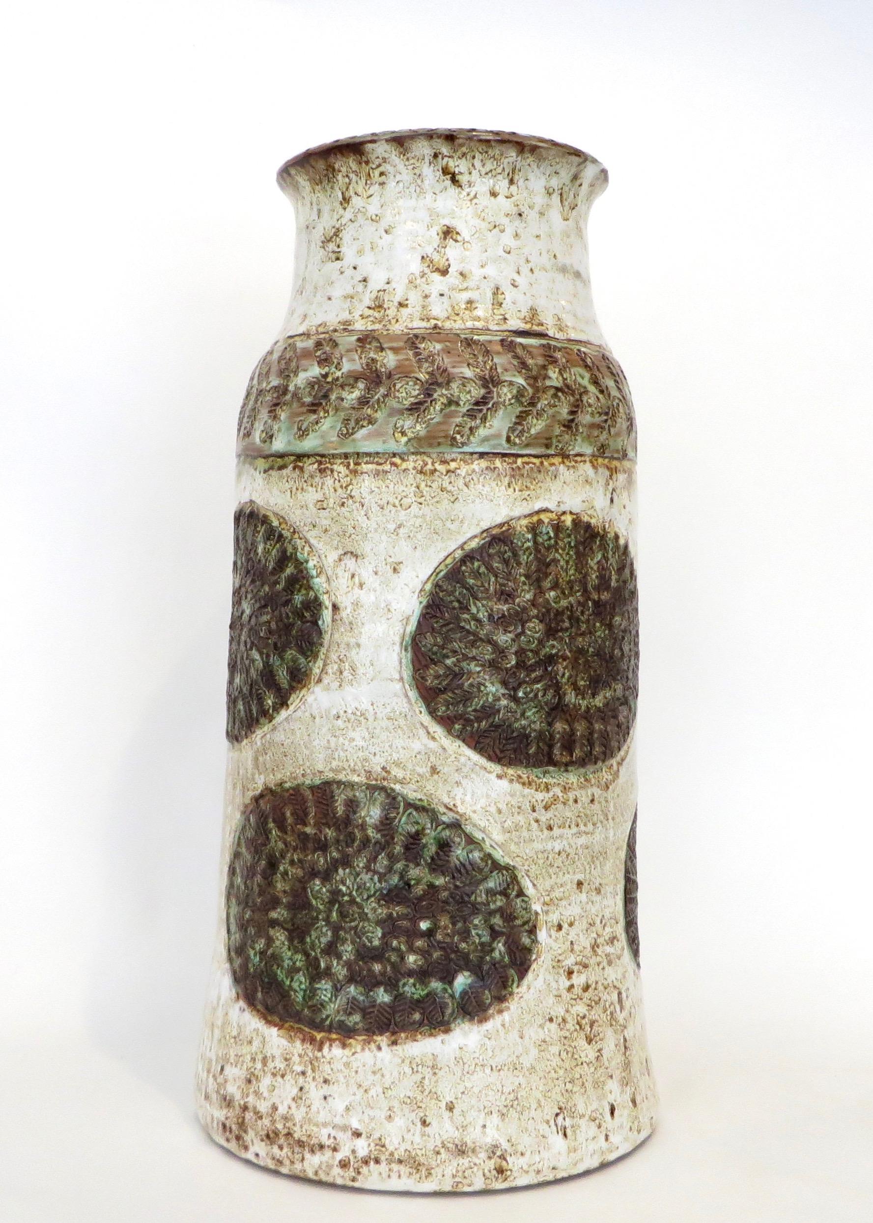 Valluaris French Polychrome Monumental Tall Ceramic Vase Signed Cardelle  1