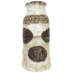 Valluaris French Polychrome Monumental Tall Ceramic Vase Signed Cardelle 