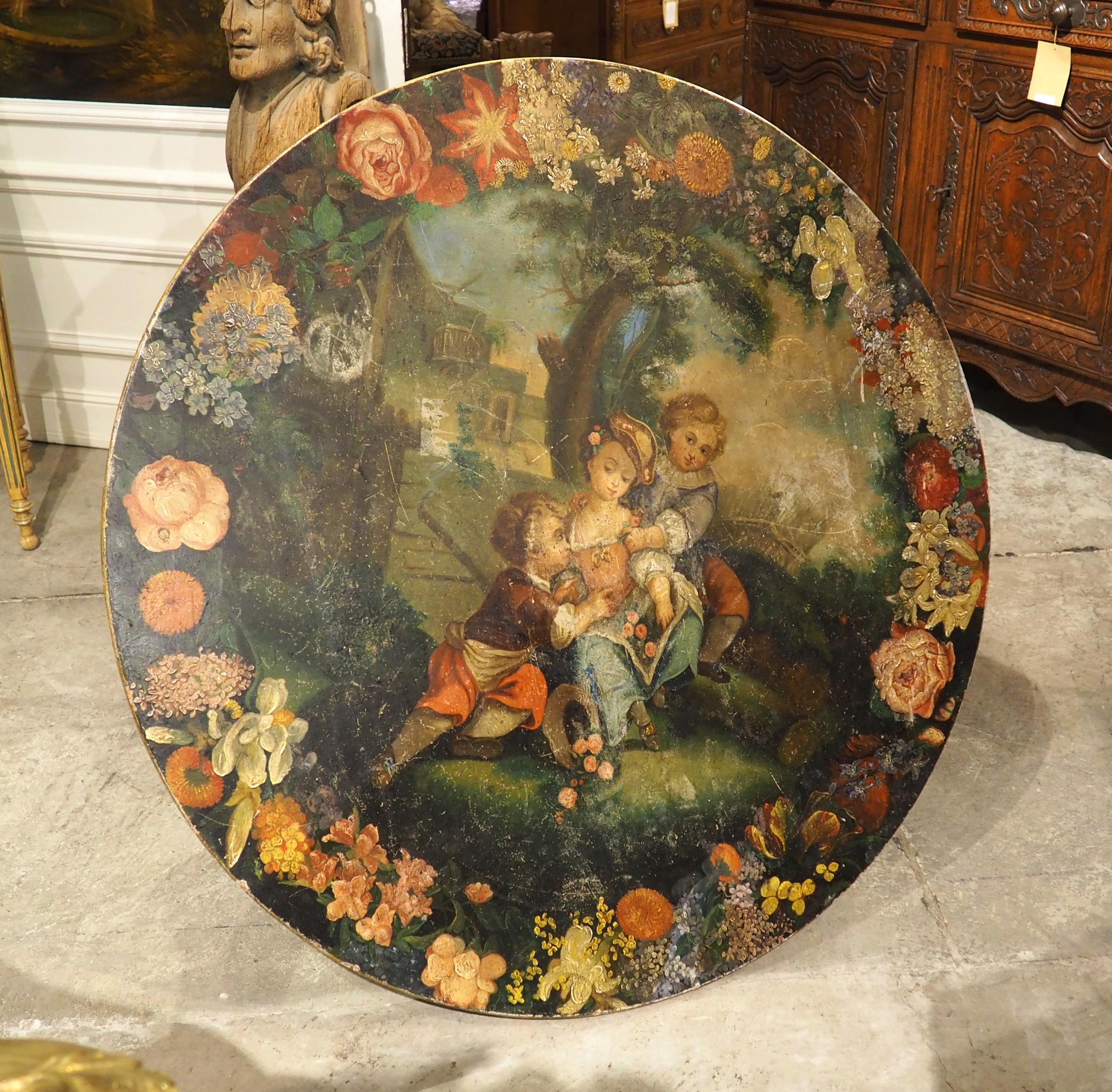 French Polychrome Painted and Ebonized 19th Century Napoleon III Pedestal Table For Sale 5