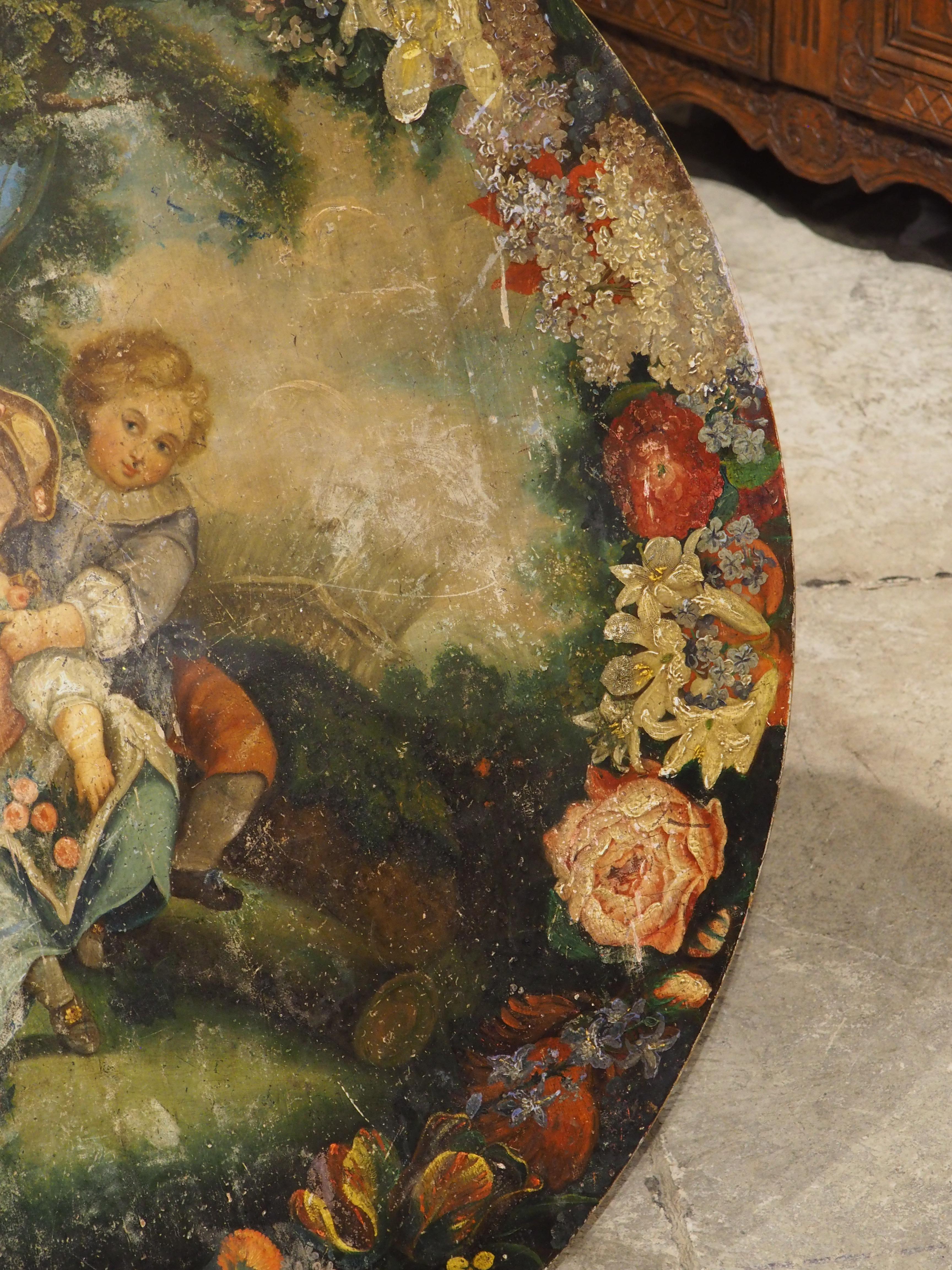 French Polychrome Painted and Ebonized 19th Century Napoleon III Pedestal Table For Sale 7