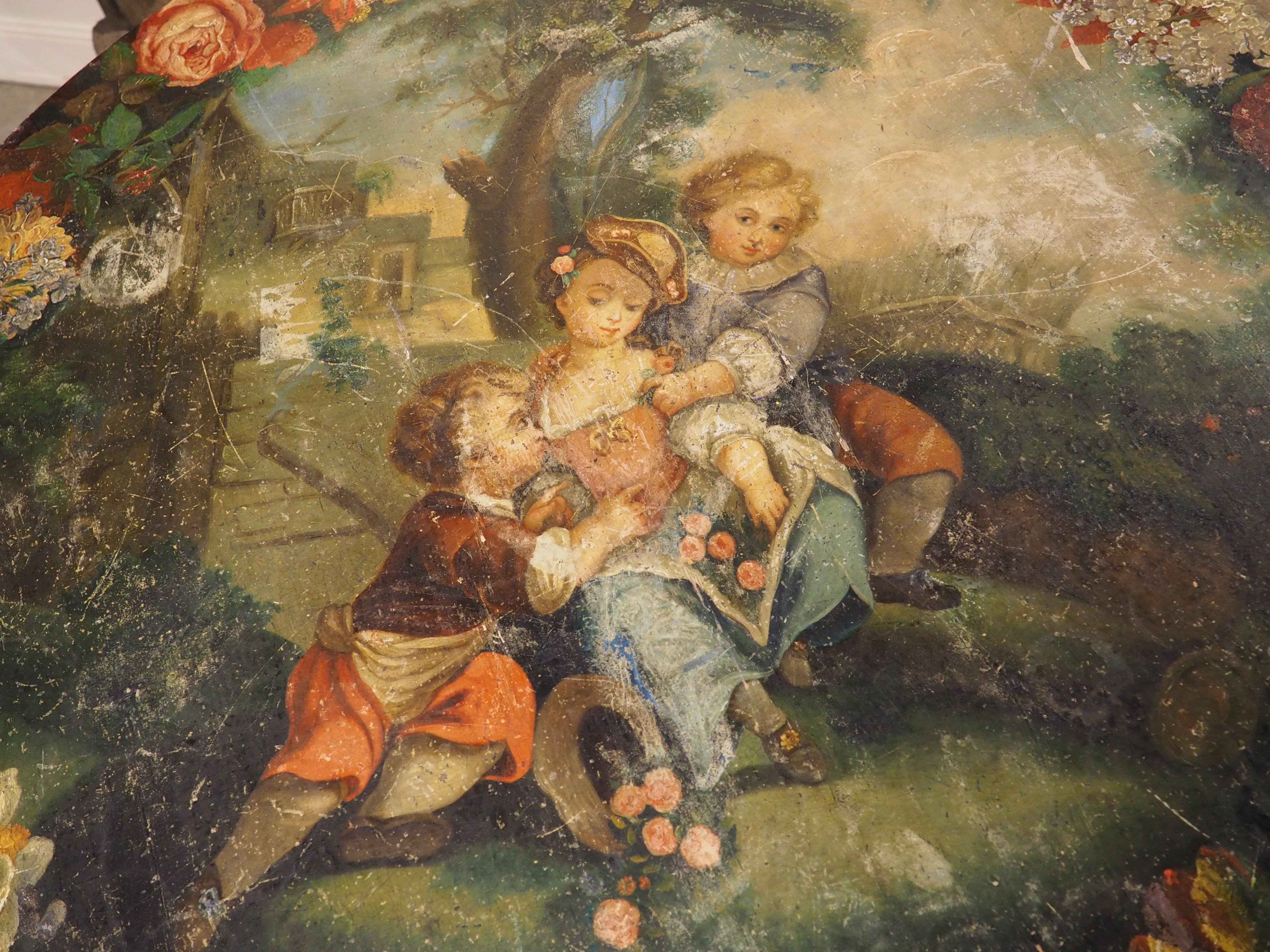 Hand-Carved French Polychrome Painted and Ebonized 19th Century Napoleon III Pedestal Table For Sale