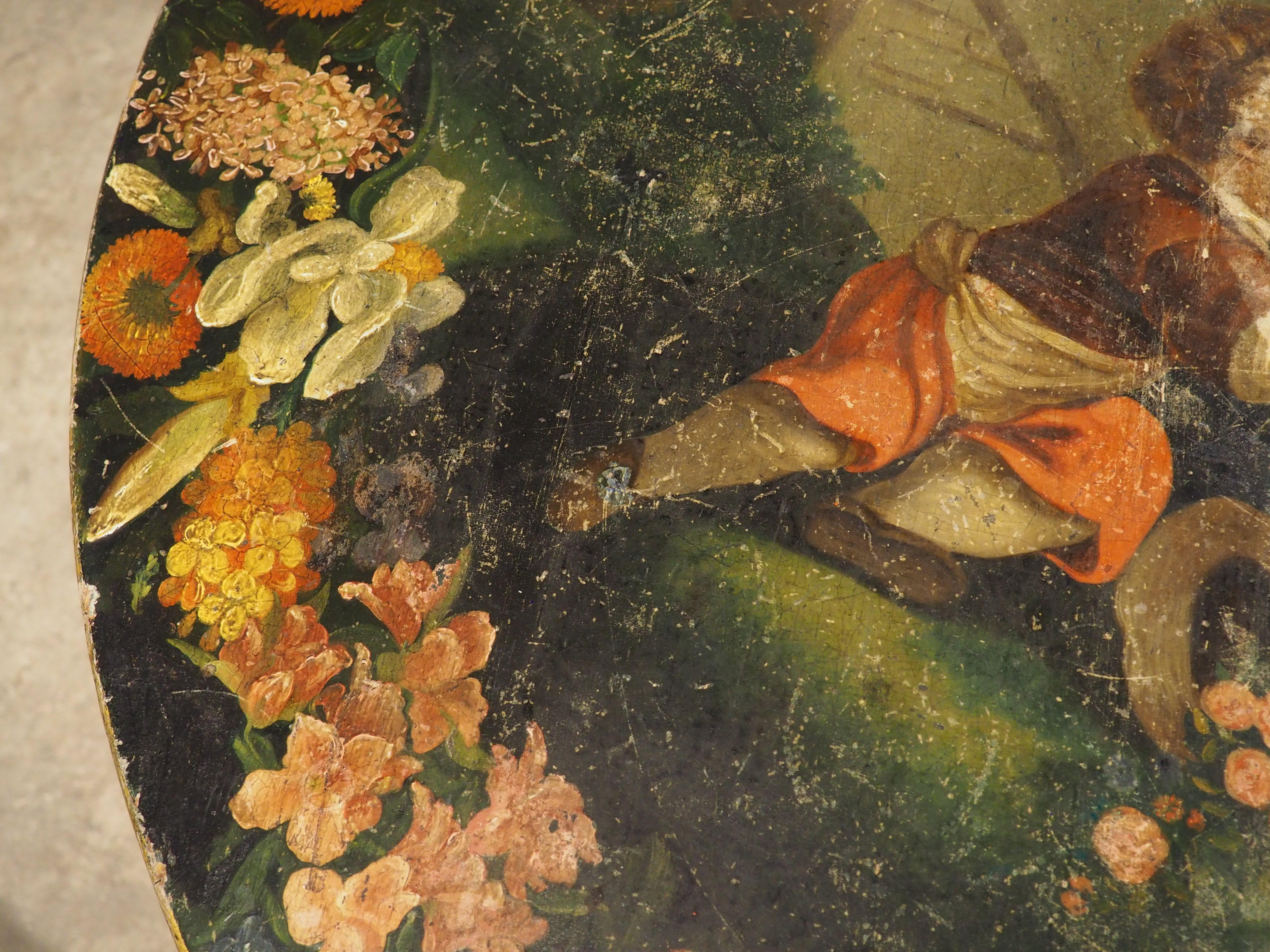 French Polychrome Painted and Ebonized 19th Century Napoleon III Pedestal Table For Sale 2