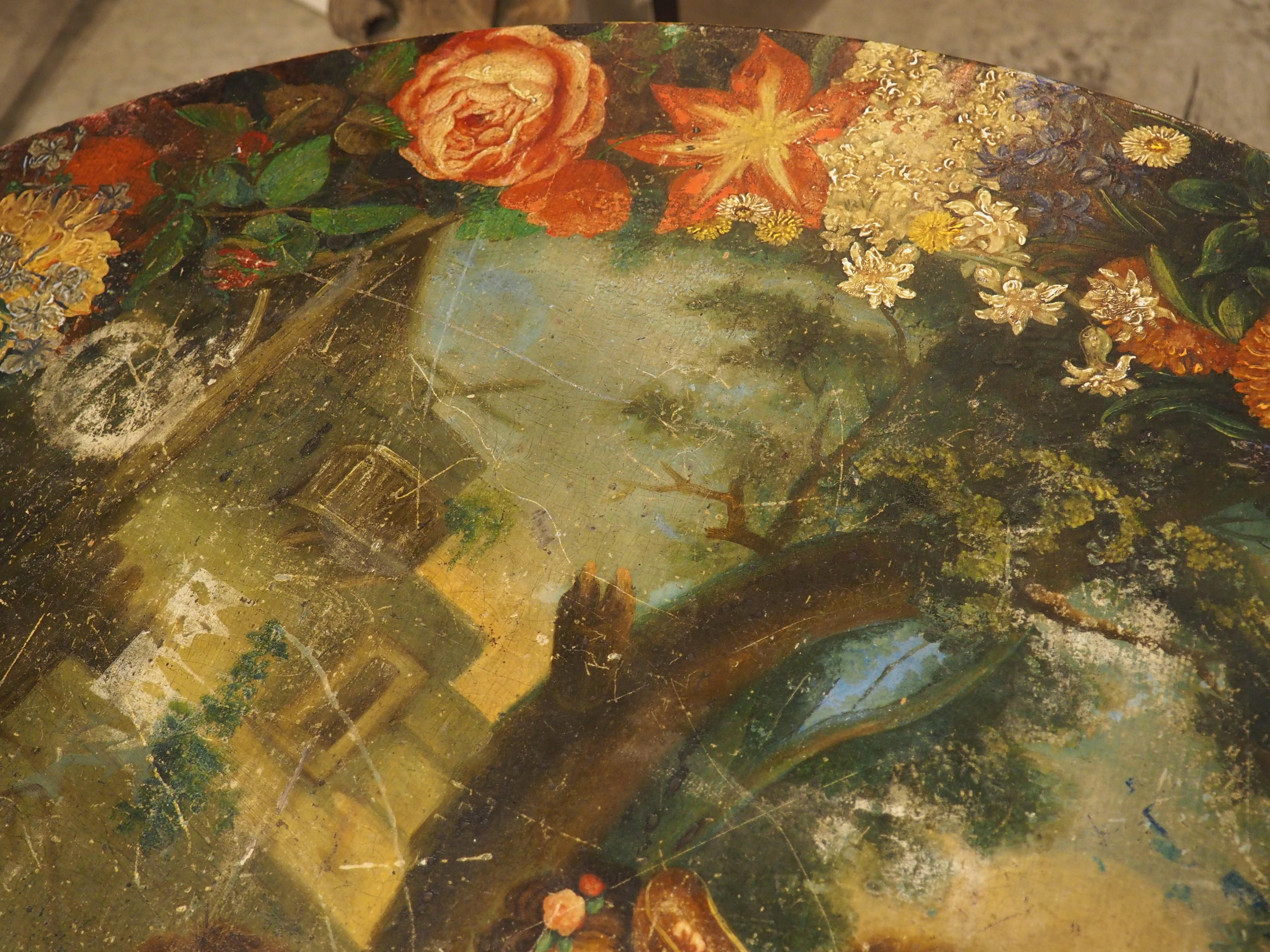 French Polychrome Painted and Ebonized 19th Century Napoleon III Pedestal Table For Sale 3