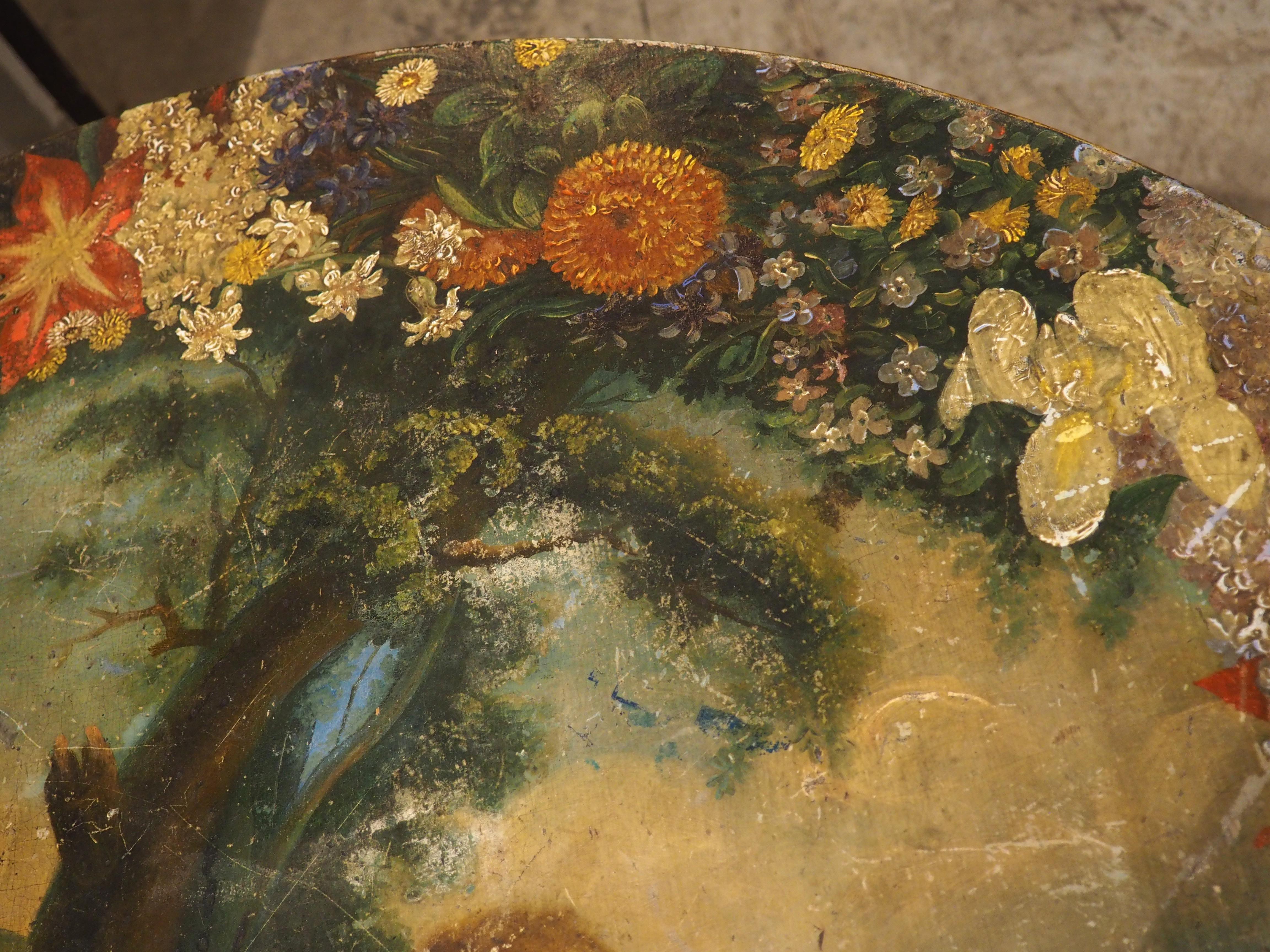 French Polychrome Painted and Ebonized 19th Century Napoleon III Pedestal Table For Sale 4