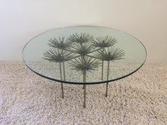 French Pom Pom Bronze Gilt Iron Curtis Jere Style Petite Cocktail Table