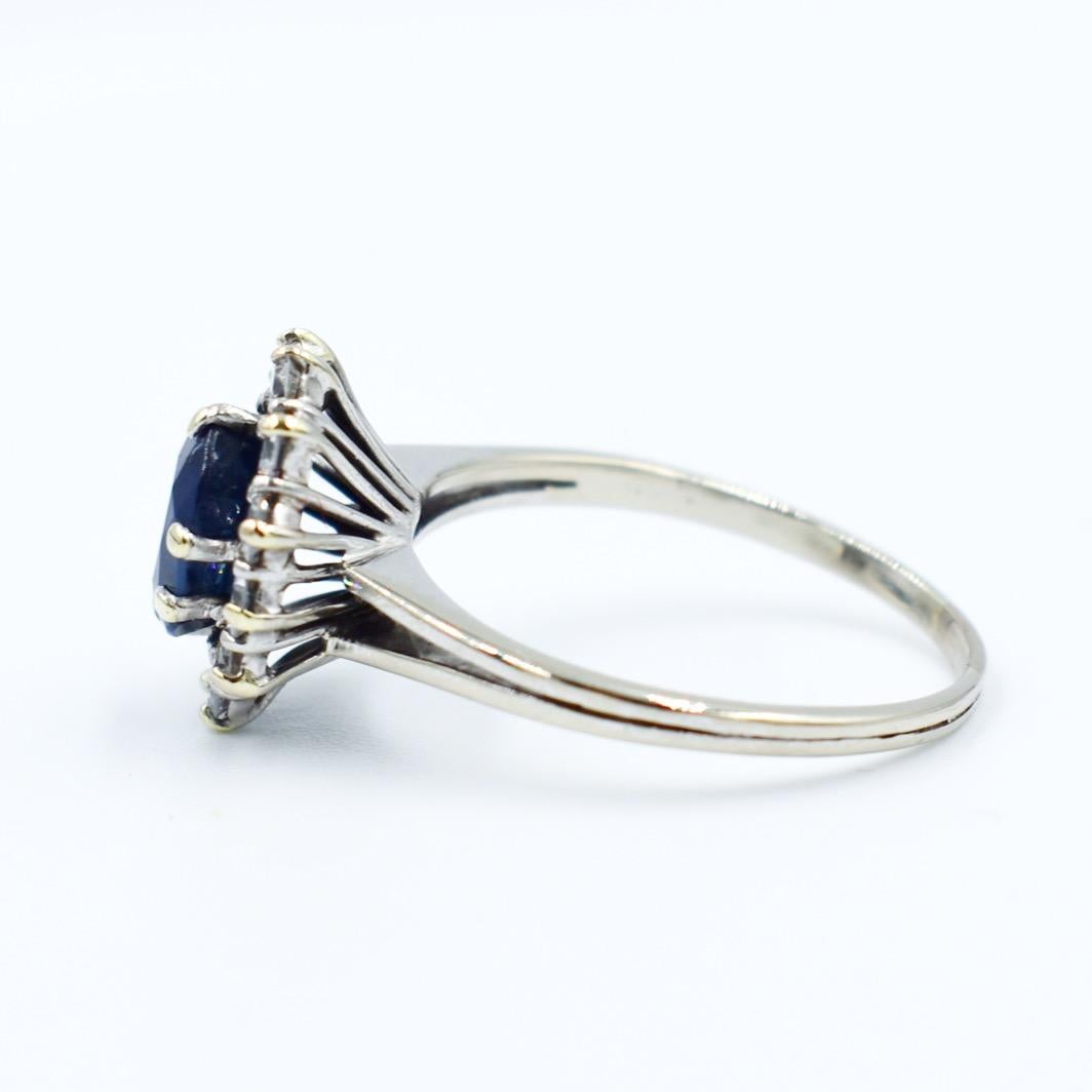 Brilliant Cut French pompadour 18k ring sapphire 2.20 and diamonds  For Sale