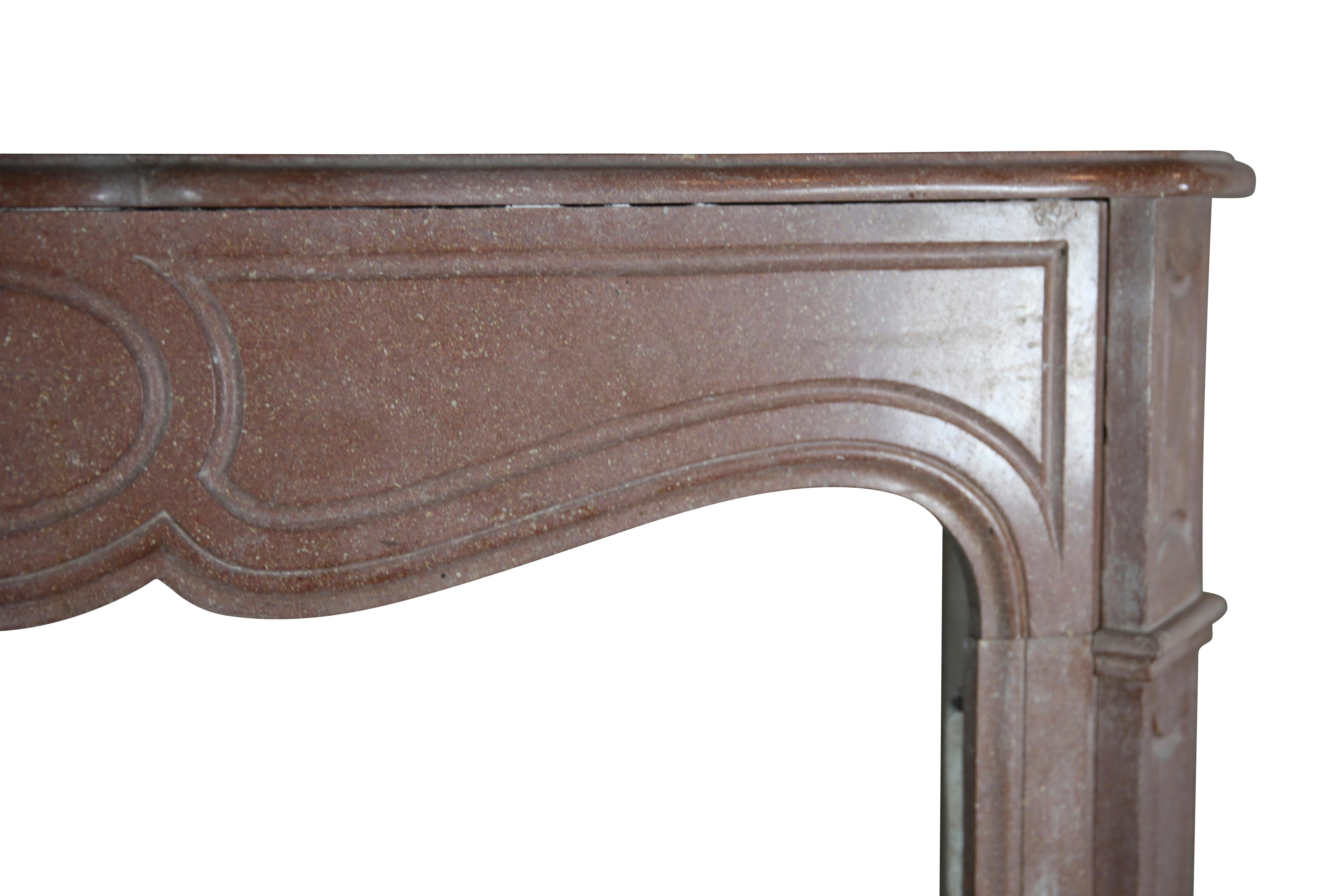 Hand-Carved French Pompadour Style Vintage Fireplace Surround in Marble For Sale