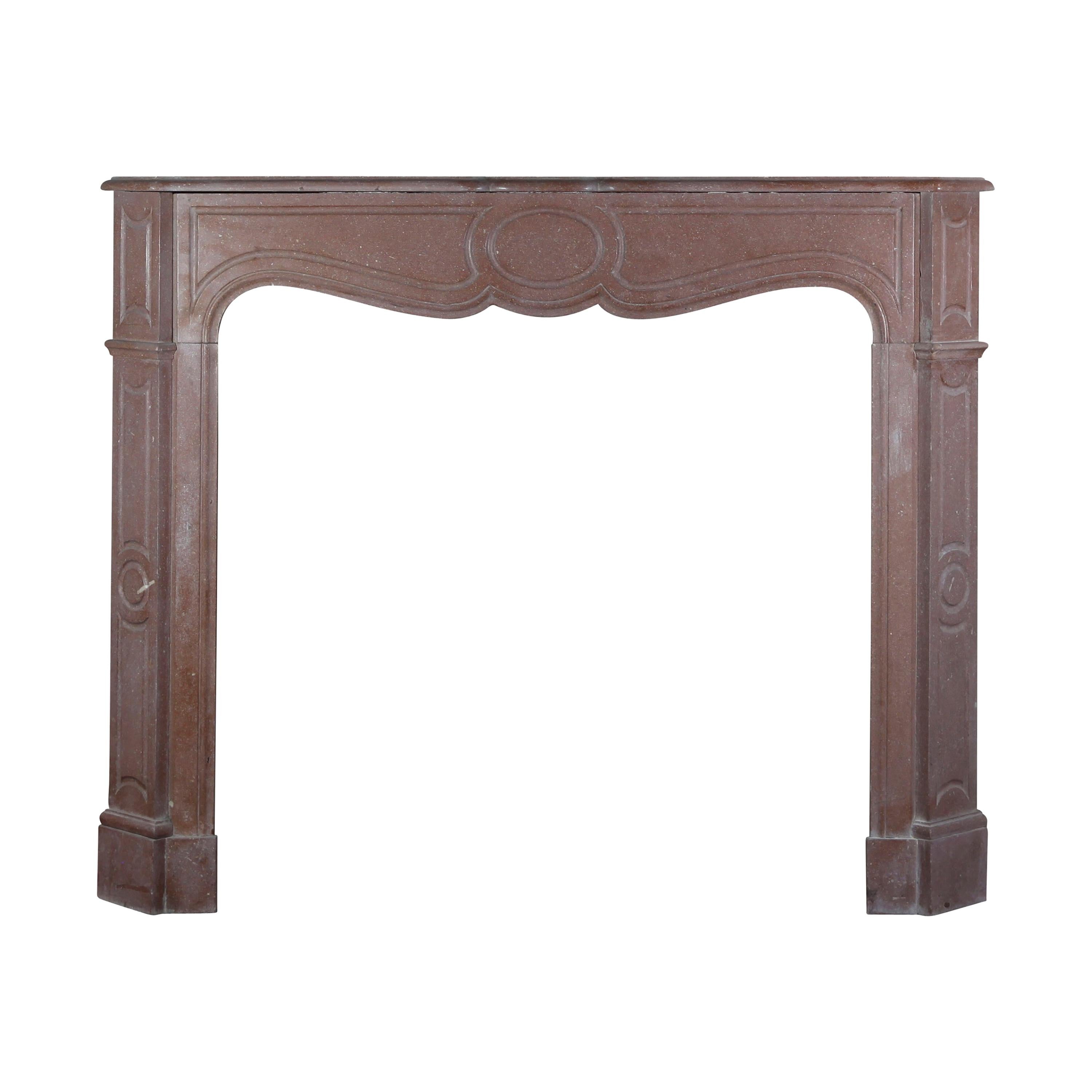 French Pompadour Style Vintage Fireplace Surround in Marble For Sale