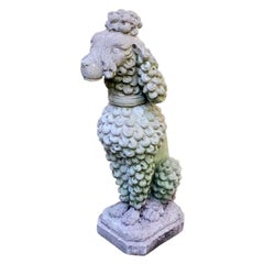 French Poodle Mid Century Garden Statue Cement Dog Vintage