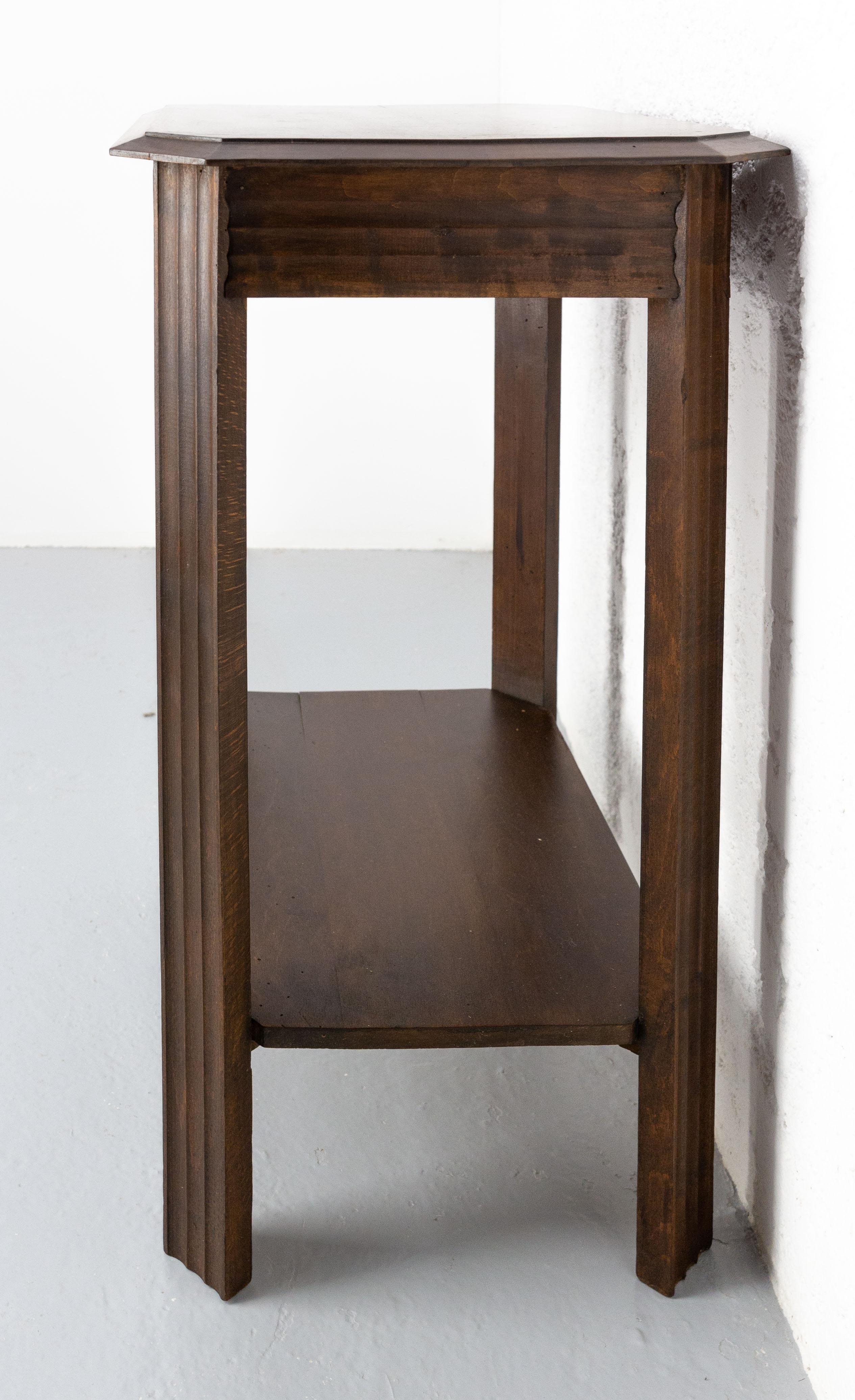 Mid-20th Century French Poplar Side Table Sellette or Nightstand Art Deco, circa 1930 For Sale