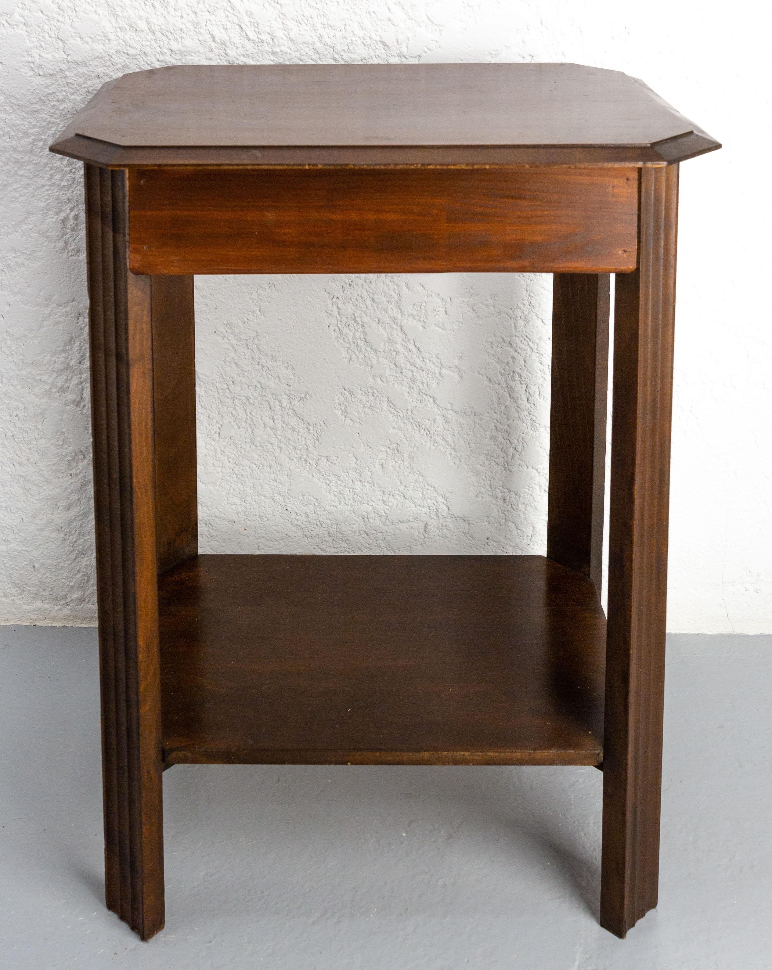 French Poplar Side Table Sellette or Nightstand Art Deco, circa 1930 For Sale 5
